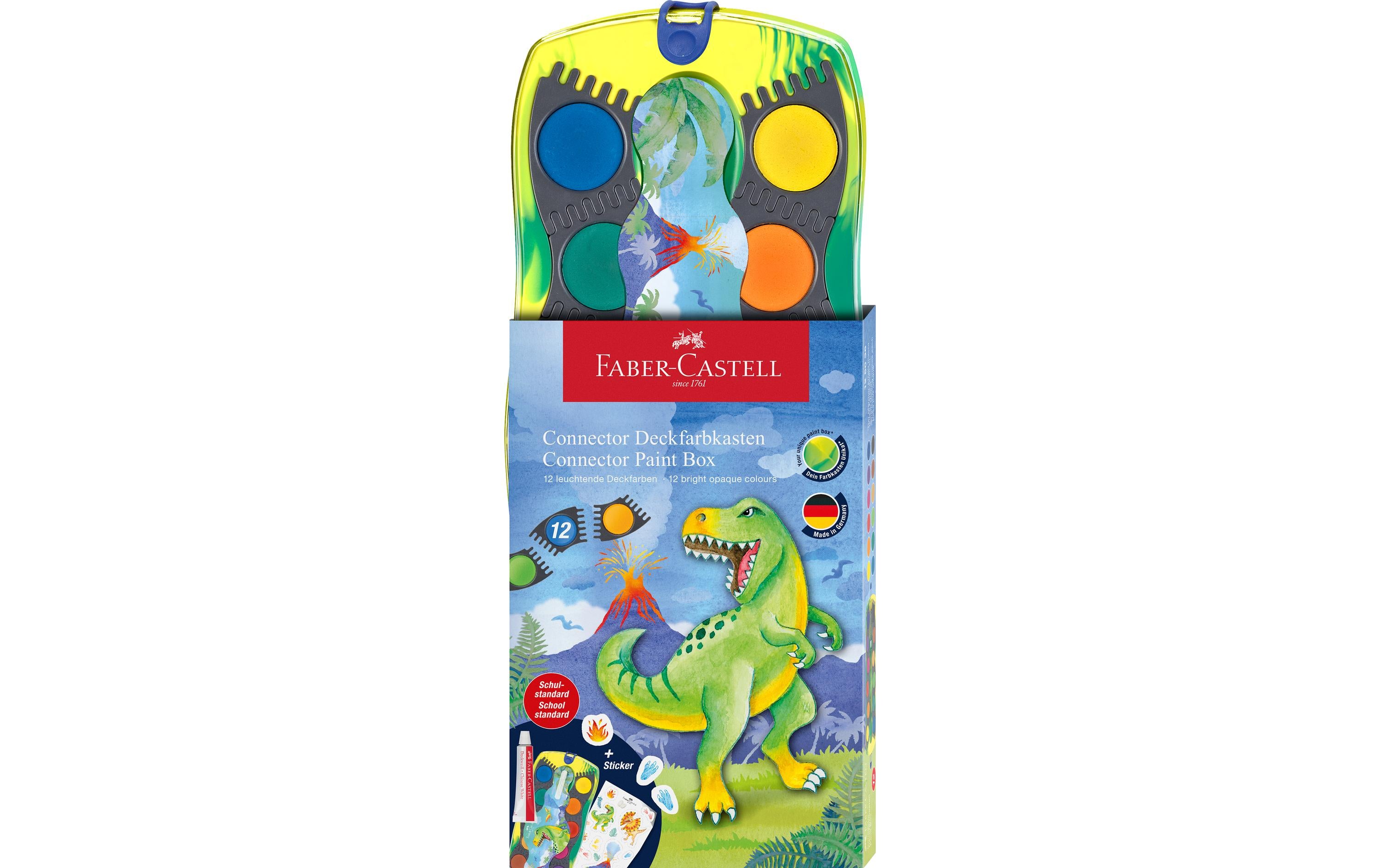 Faber-Castell Farbkasten Connector 12er Dino, inkl. Deckweiss