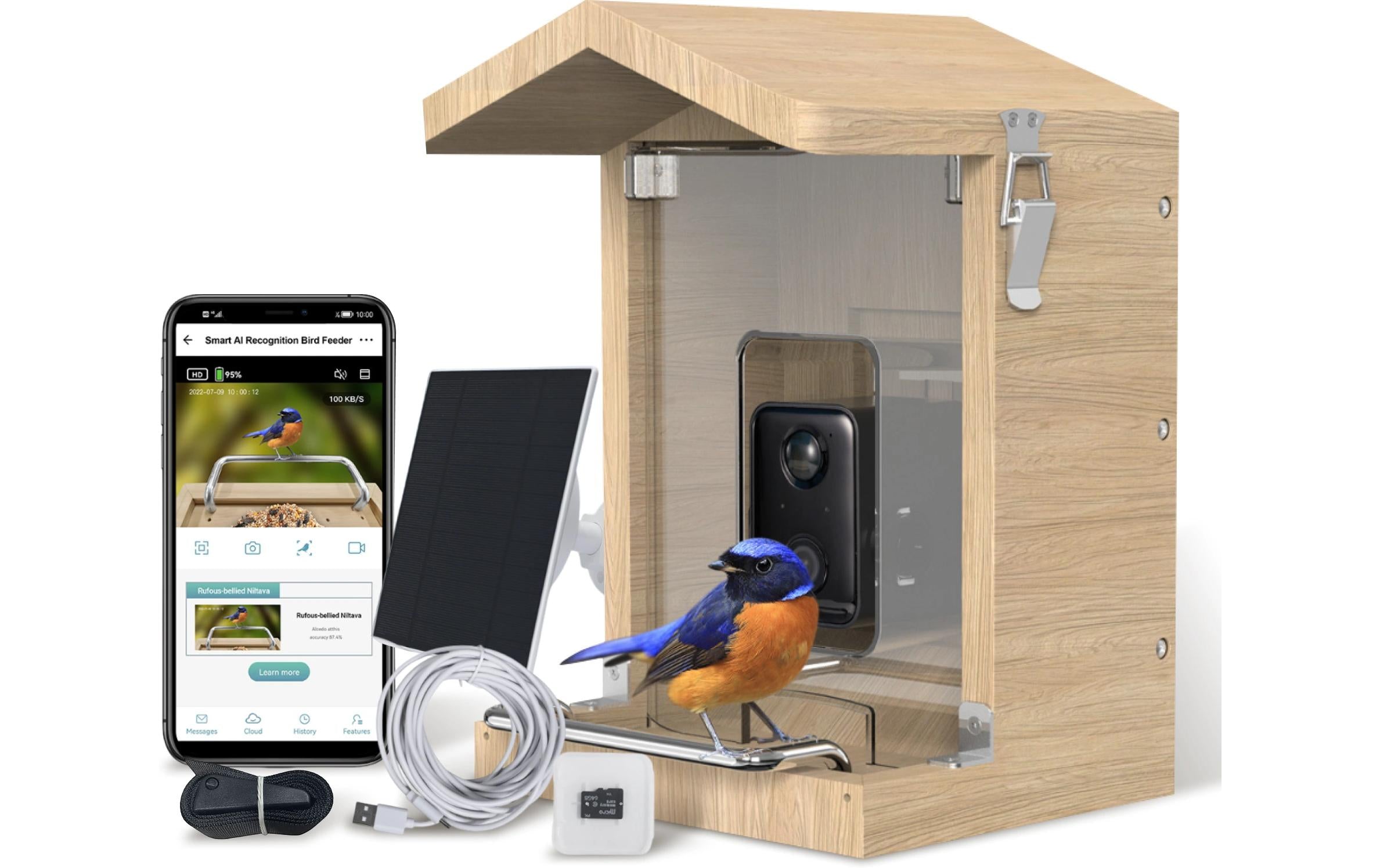 Sanilu Vogelfutterhaus mit Kamera mit Solarpanel