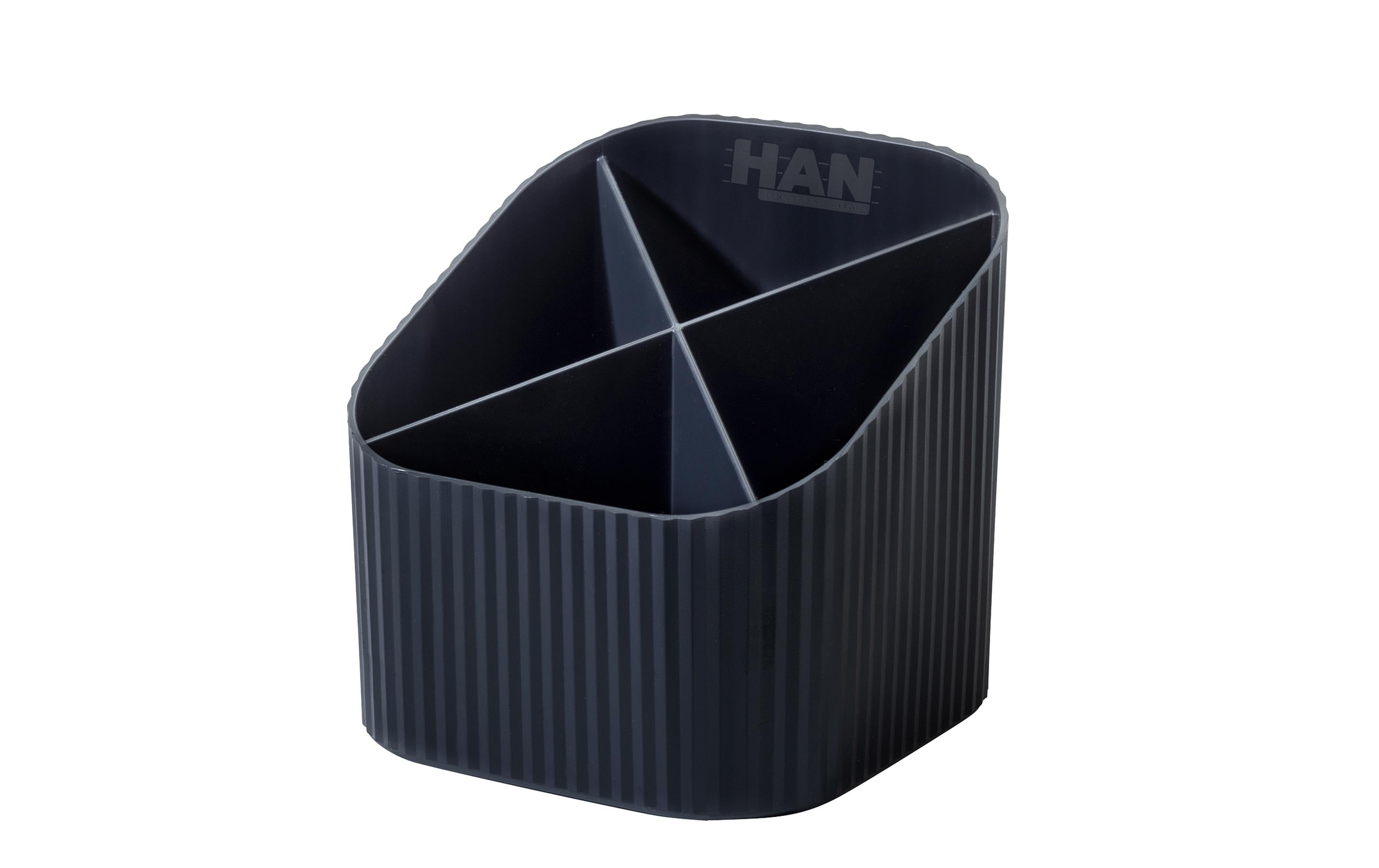 HAN Stifteköcher KARMA 4 Fächer, recyceltes Material, schwarz