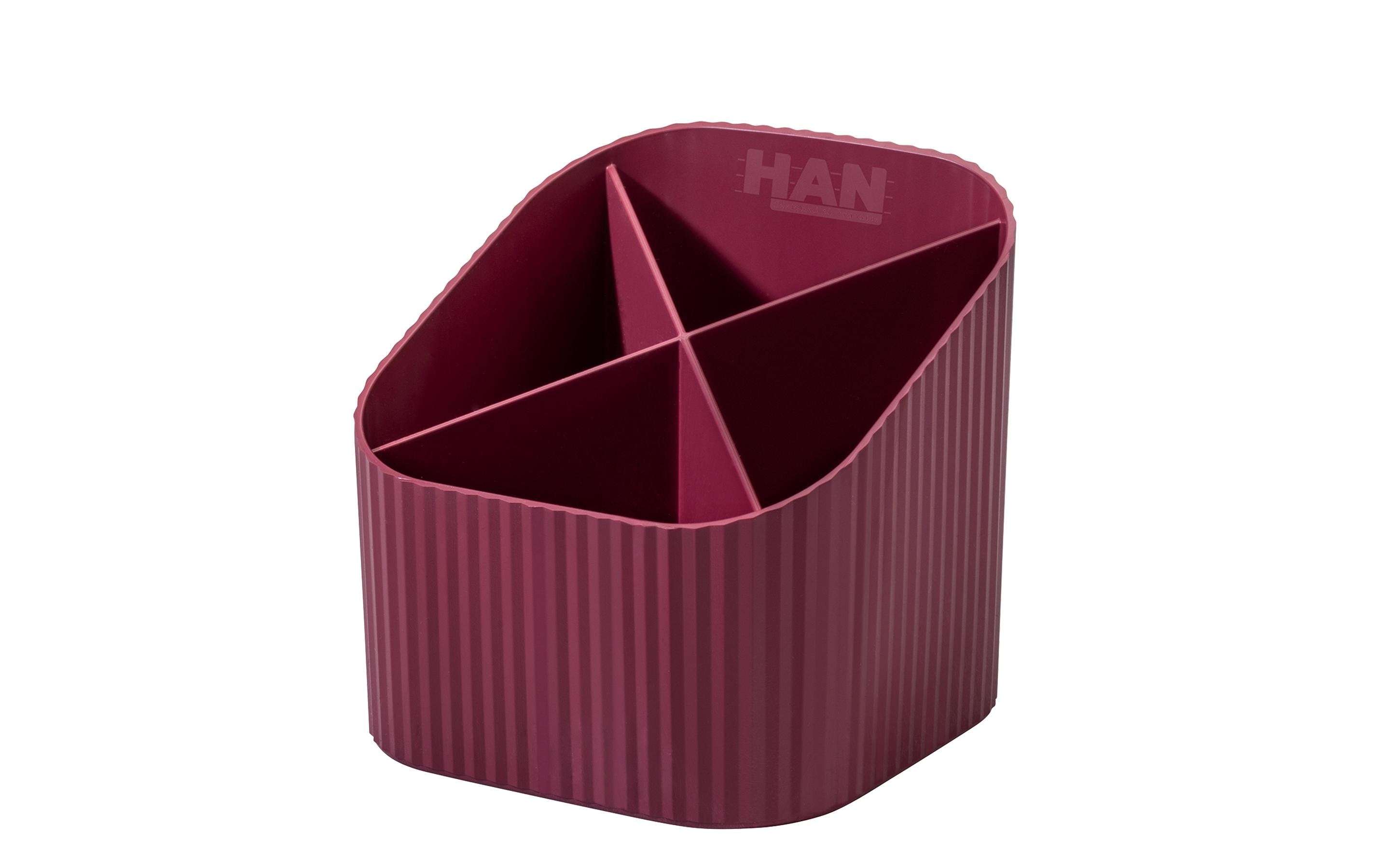 HAN Stifteköcher KARMA 4 Fächer, recyceltes Material, rot