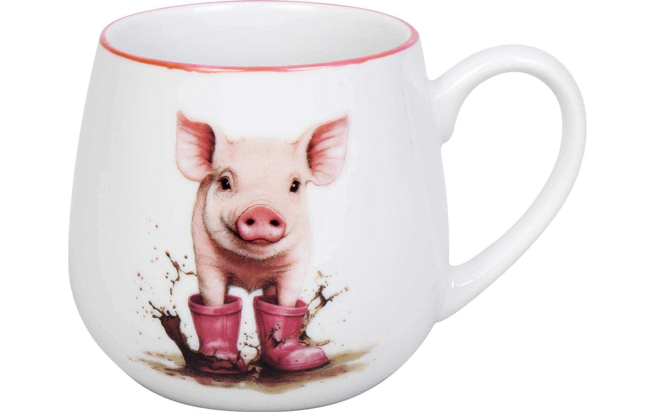 Könitz Kuschelbecher Tapsiges Schweinchen 400ml, H: 91mm, B: 132mm, D: 81mm