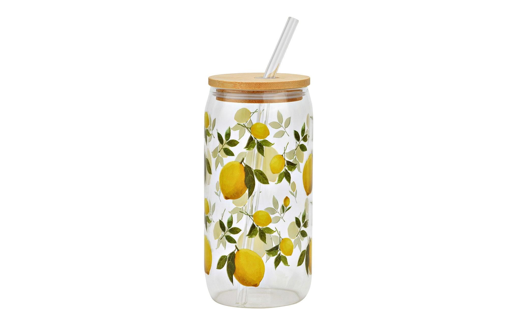G. Wurm Trinkglas Zitrone Glas, Bambus 500 ml