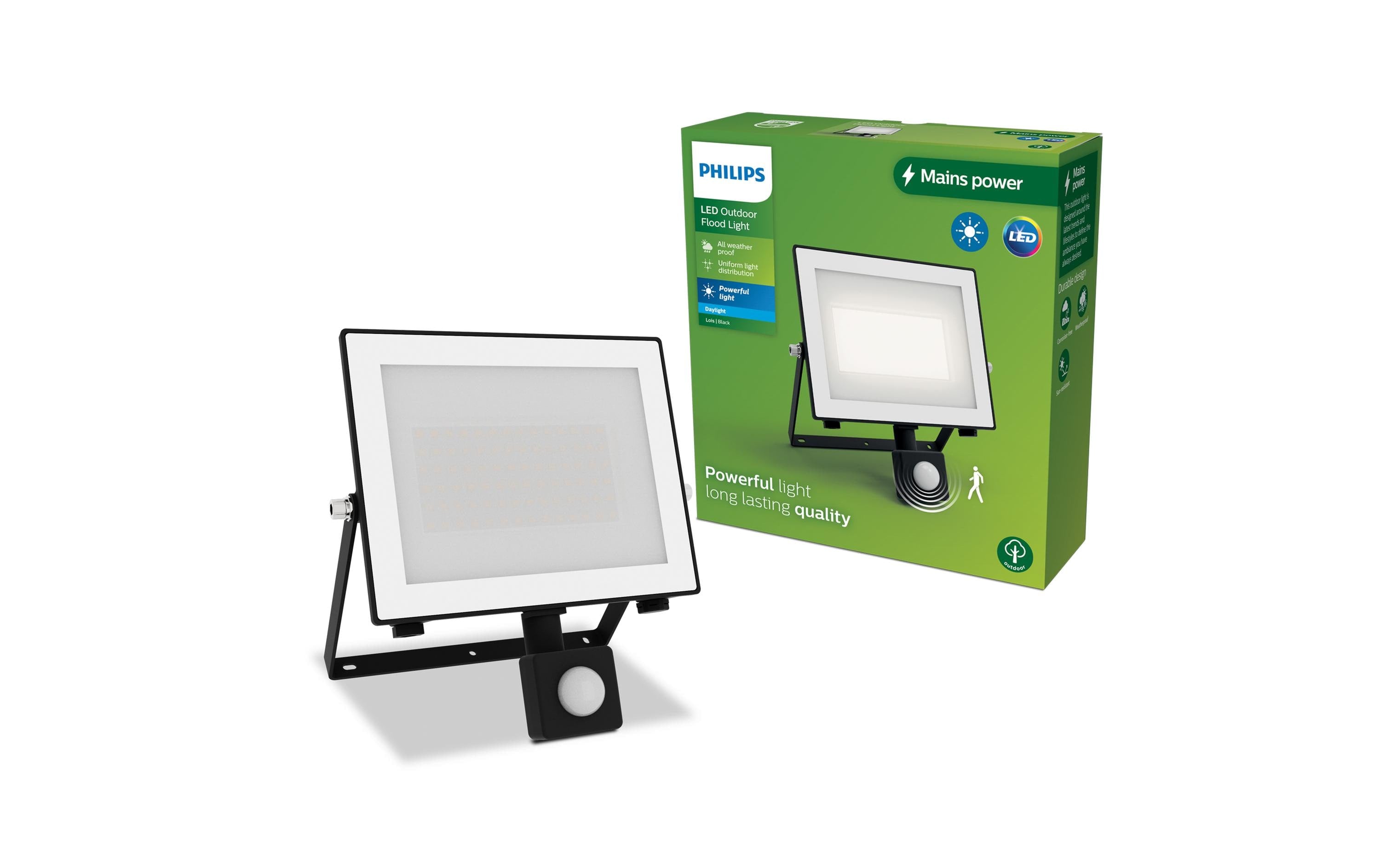 Philips Outdoor Flutlicht Lois 50W, 5000K, 4750lm, IP65, Bewegungssensor