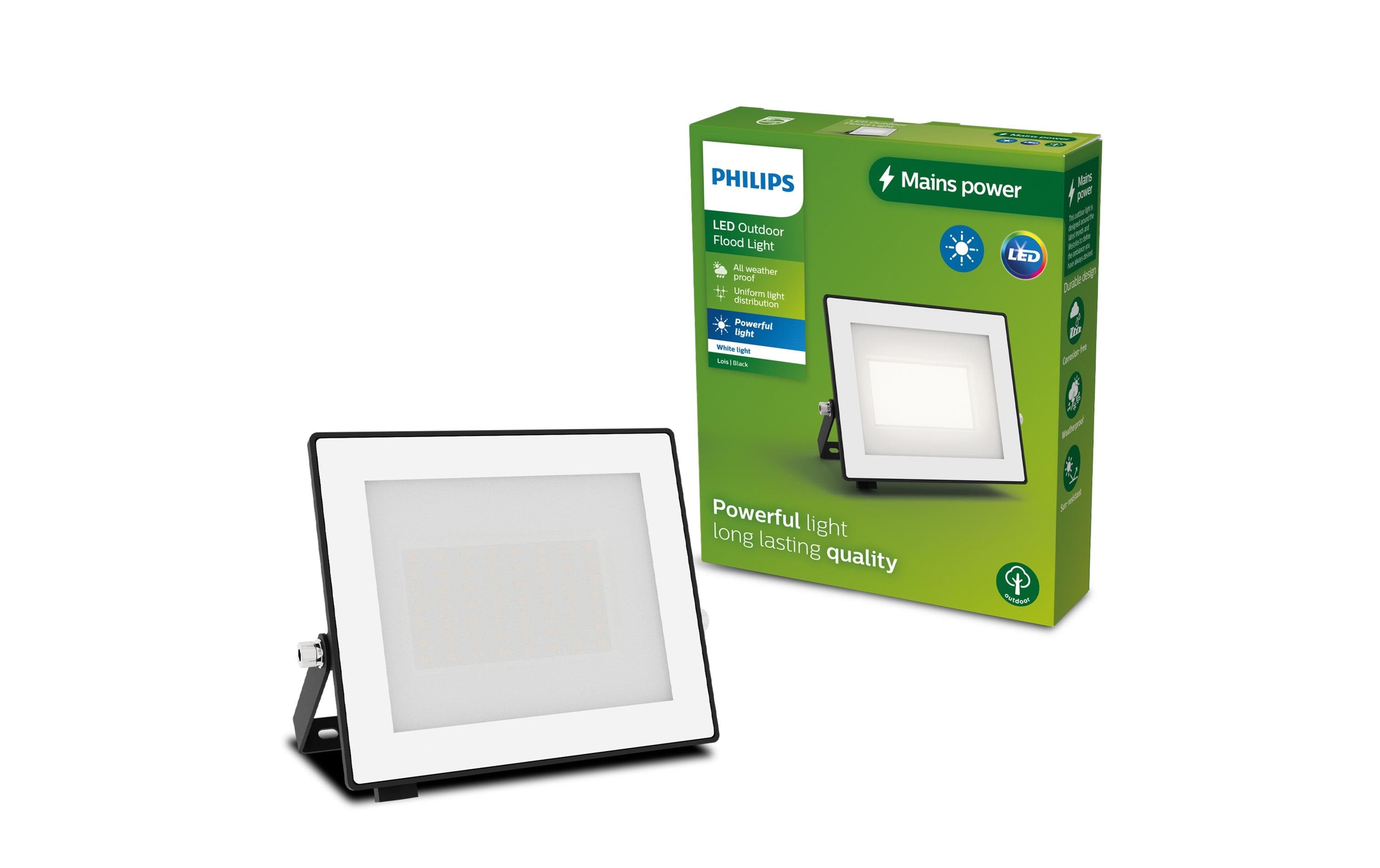 Philips Outdoor Flutlicht Lois 30W, 3000K, 2700lm, IP65