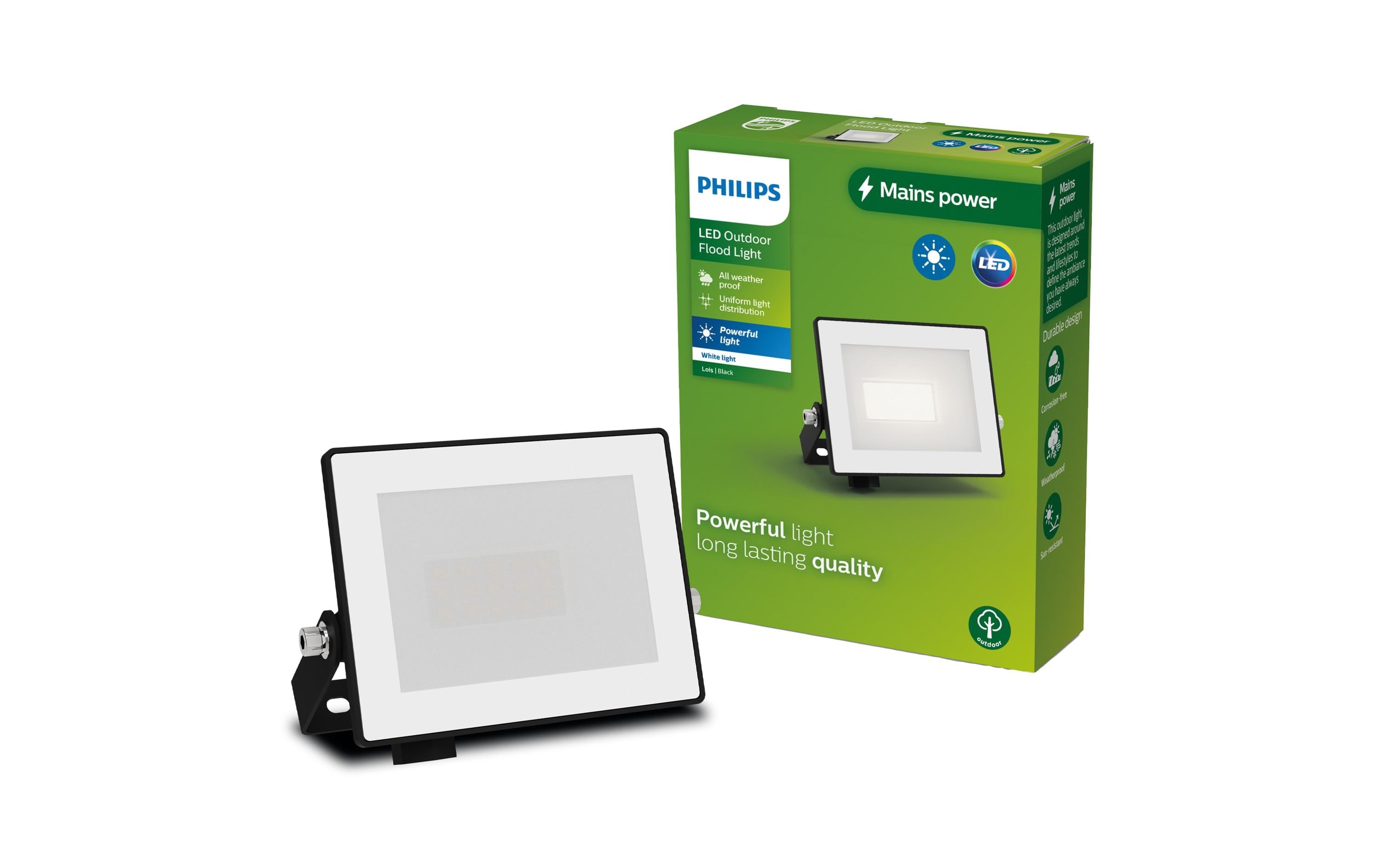 Philips Outdoor Flutlicht Lois 10W, 3000K, 900lm, IP65