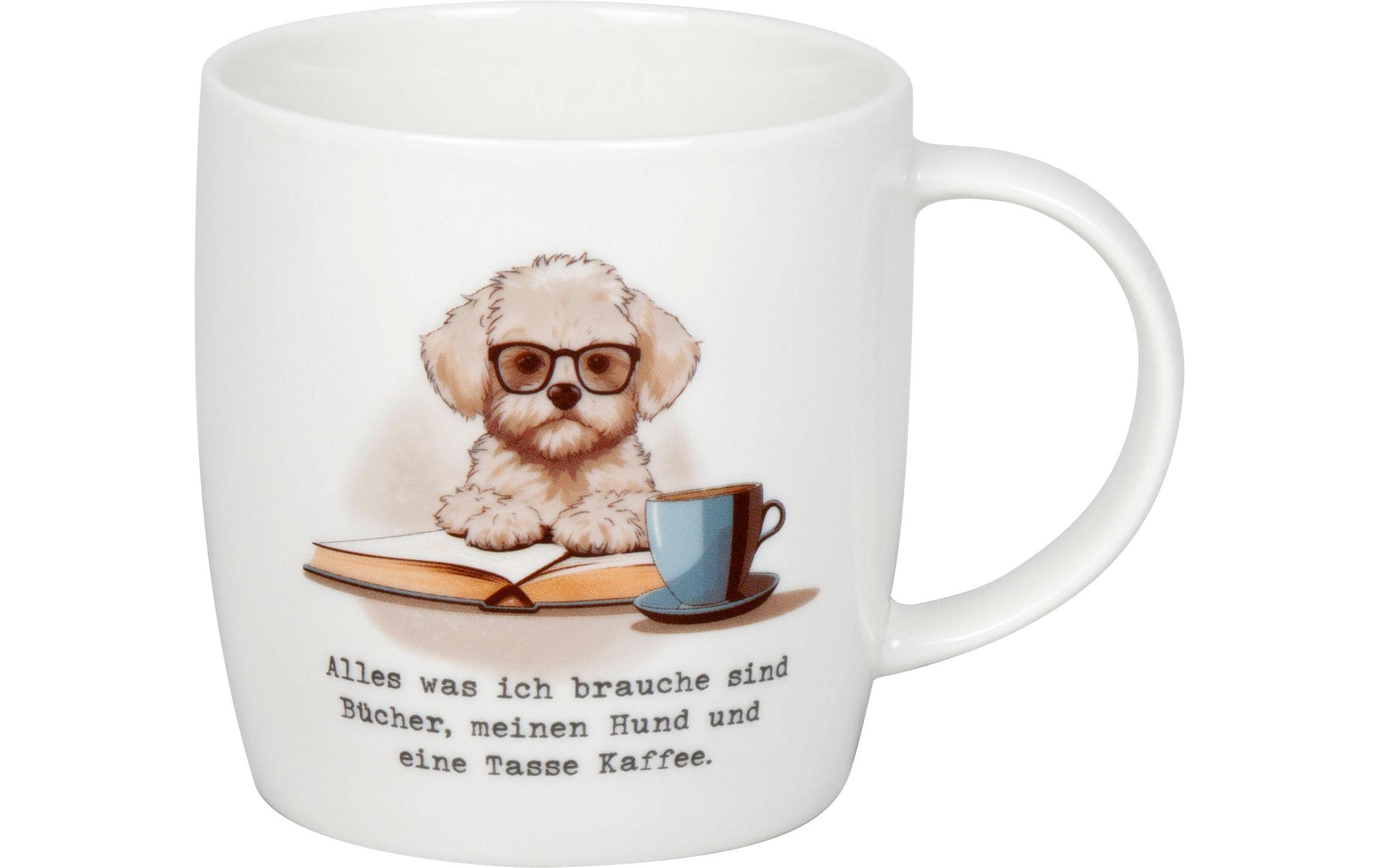 Könitz Becher Bücher, Hund & Kaffee 400ml, H: 92mm, B:123mm, D: 87mm