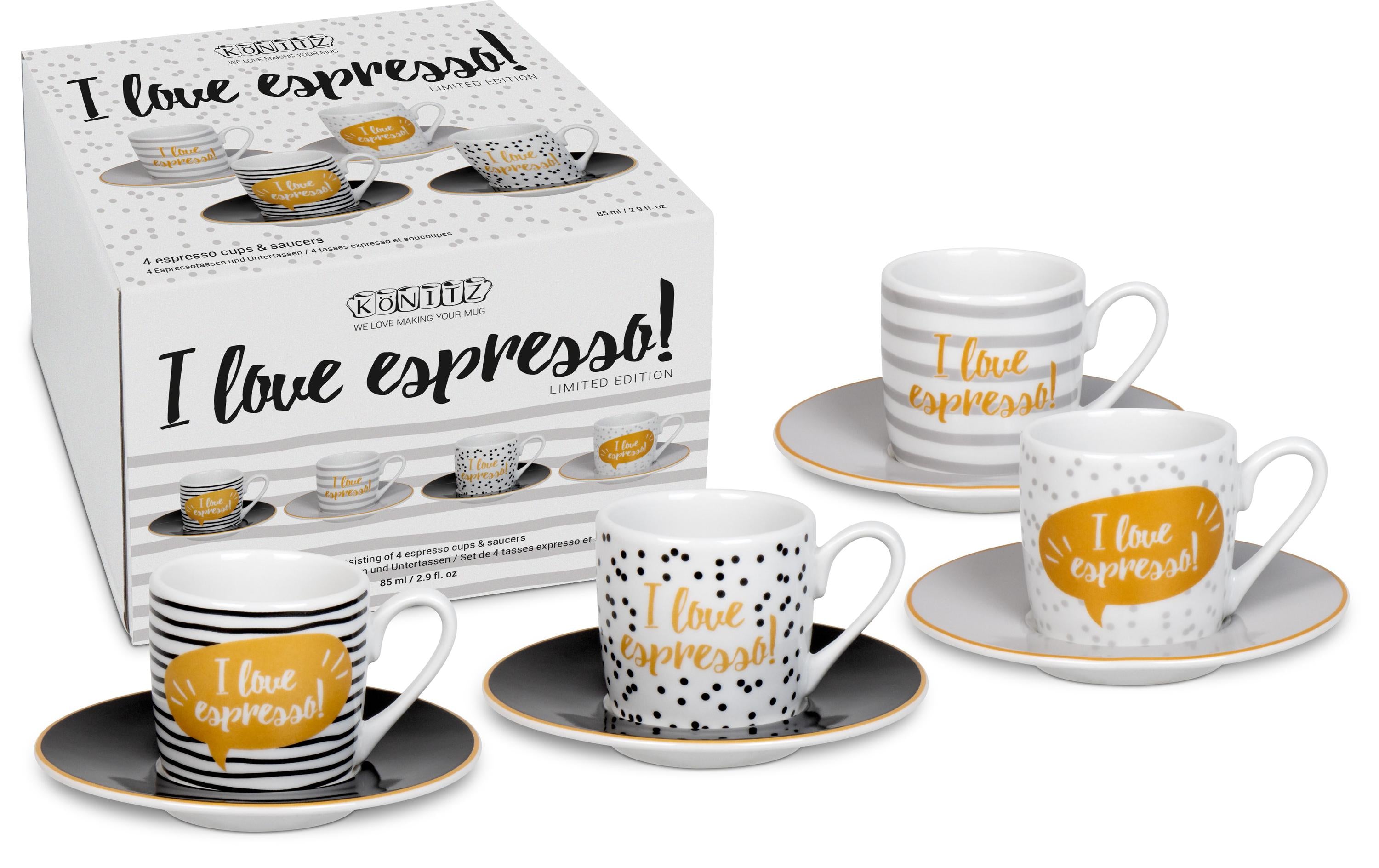 Könitz Tasse Love Espresso 4erSet 85ml, H: 60mm, B: 120mm, D: 120mm