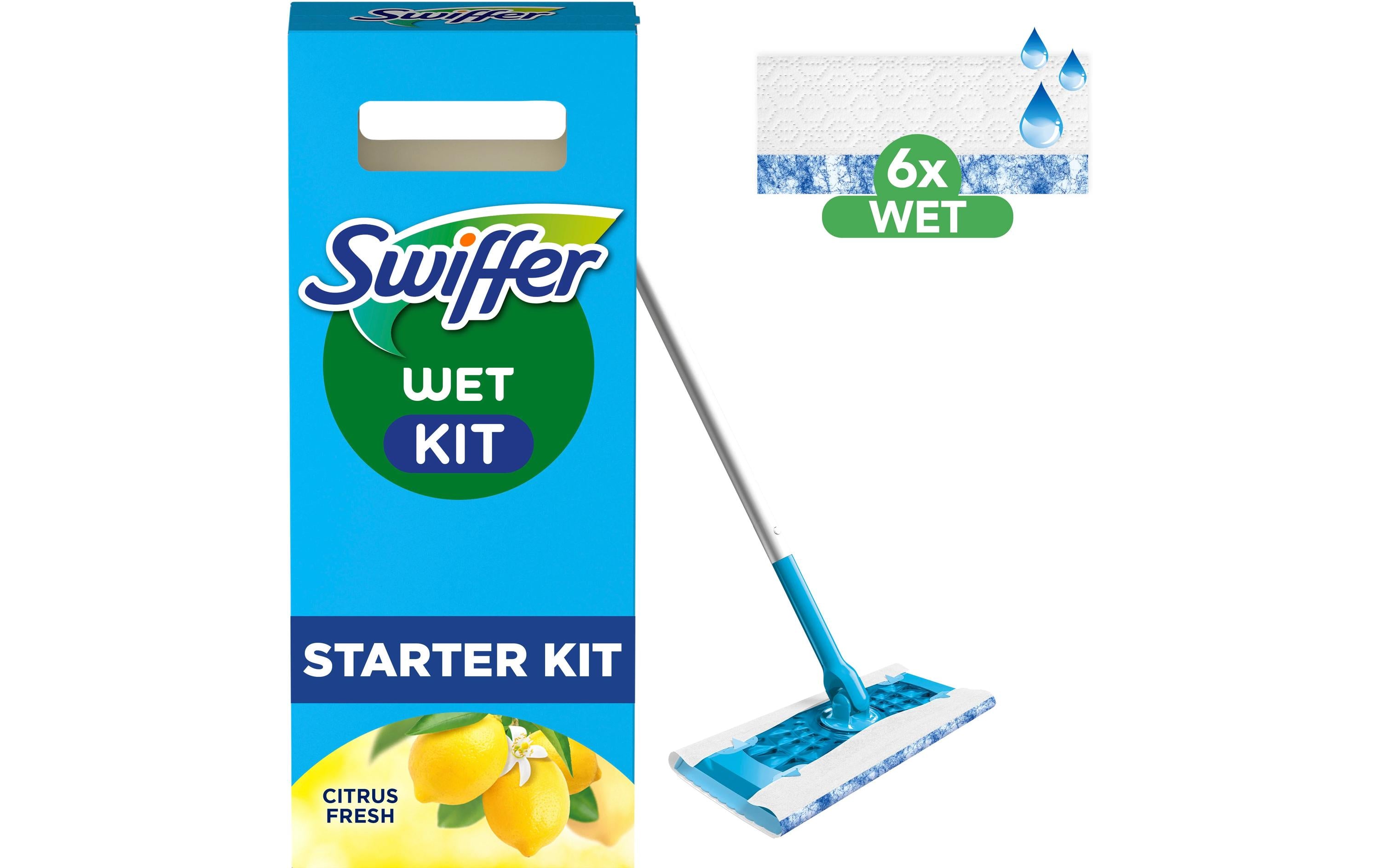 Swiffer Boden Starterset Blue (Bodenstab + 6 Wet Wischtücher)