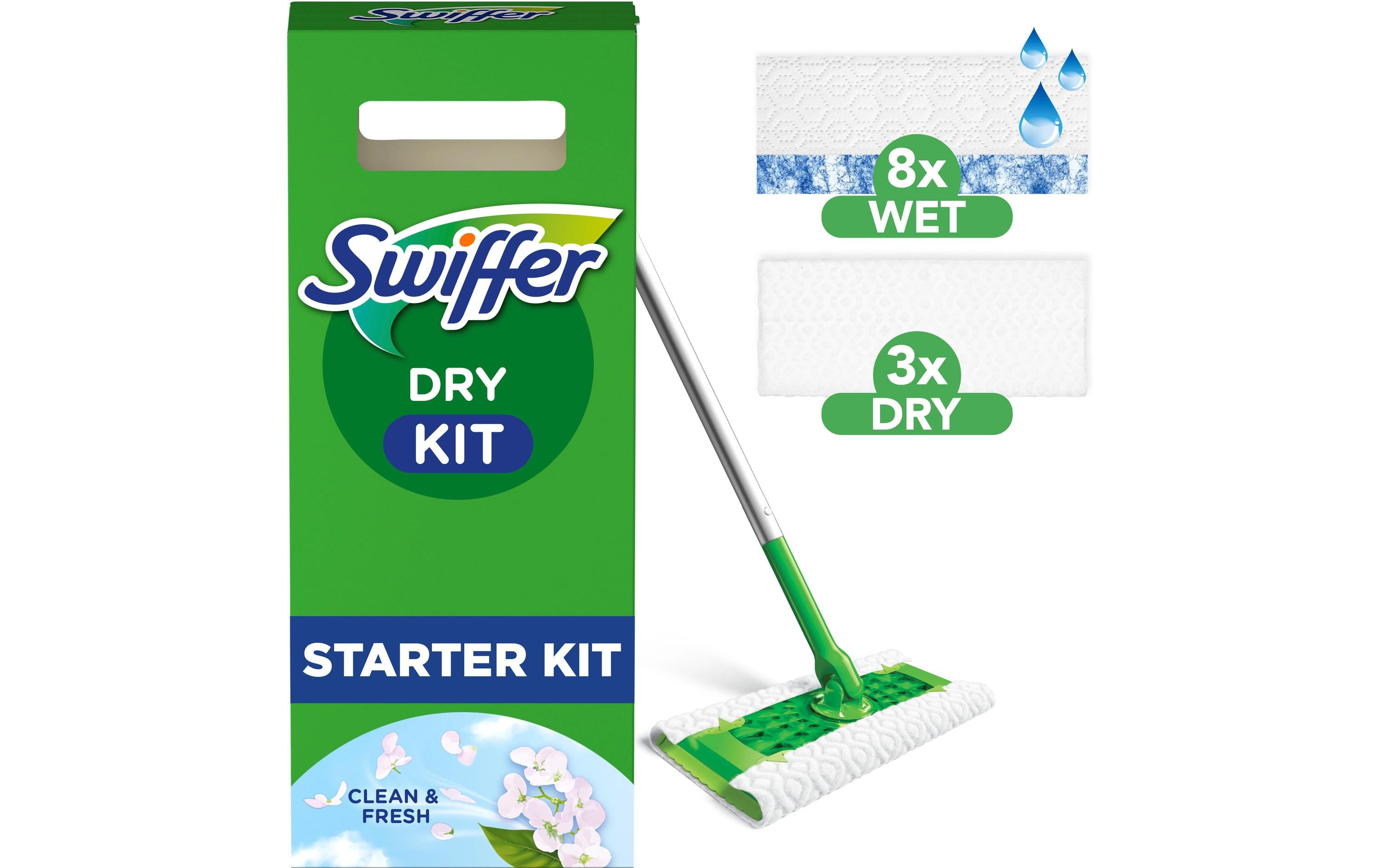 Swiffer Boden Starterset Bodenstab+8 Trockentücher+ 3Wet Wischtücher