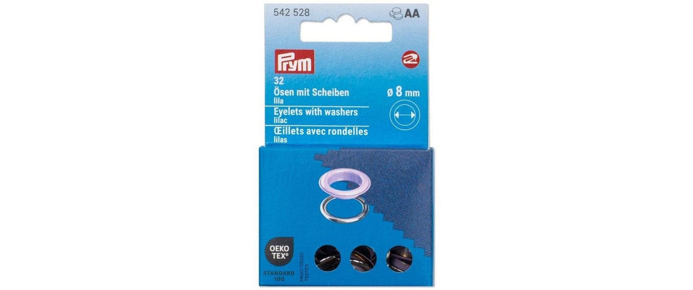 Prym Ösen mit Scheiben, lila, silber 8 mm