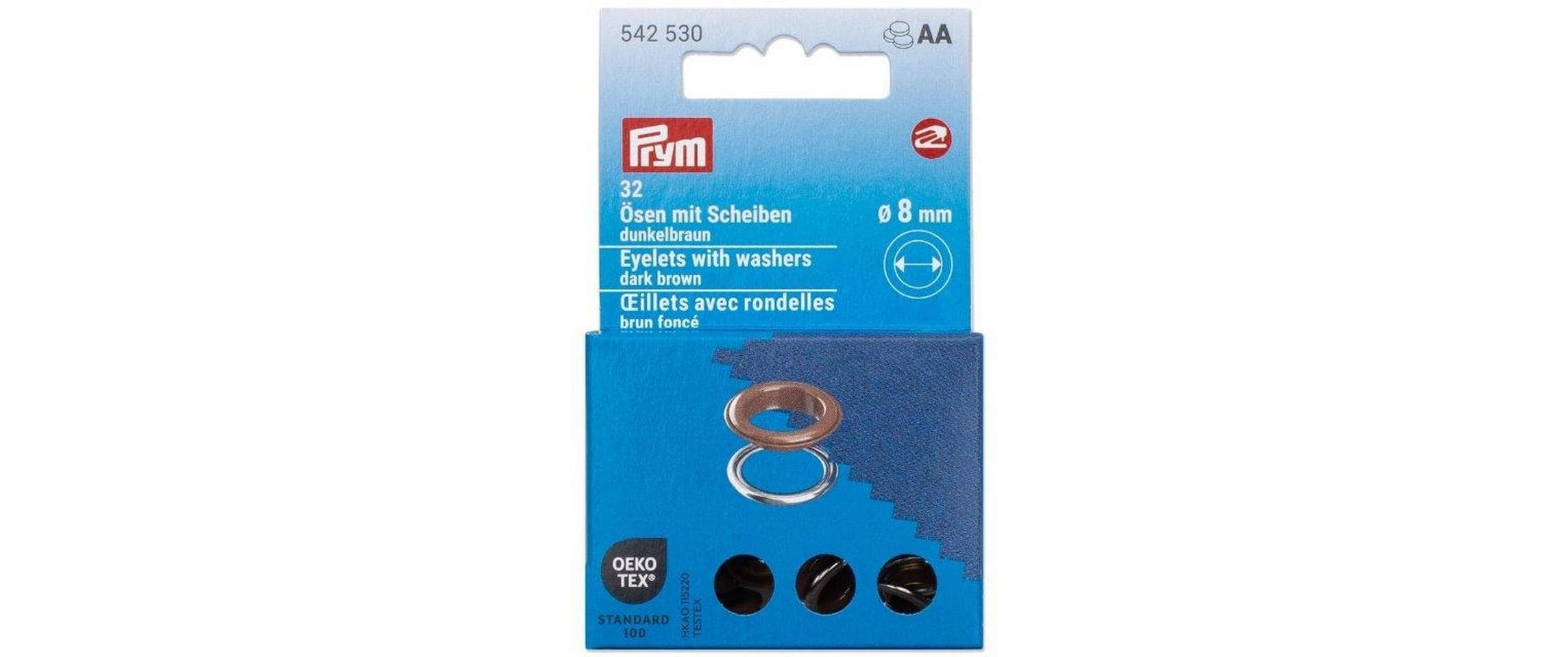 Prym Ösen mit Scheiben, d`braun, silber 8 mm