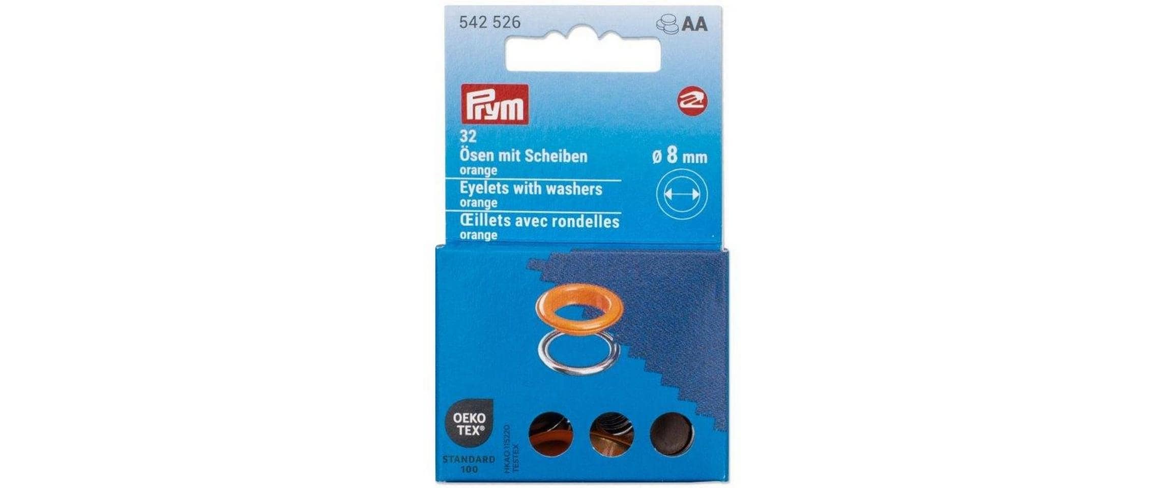 Prym Ösen mit Scheiben, orange, silber 8 mm