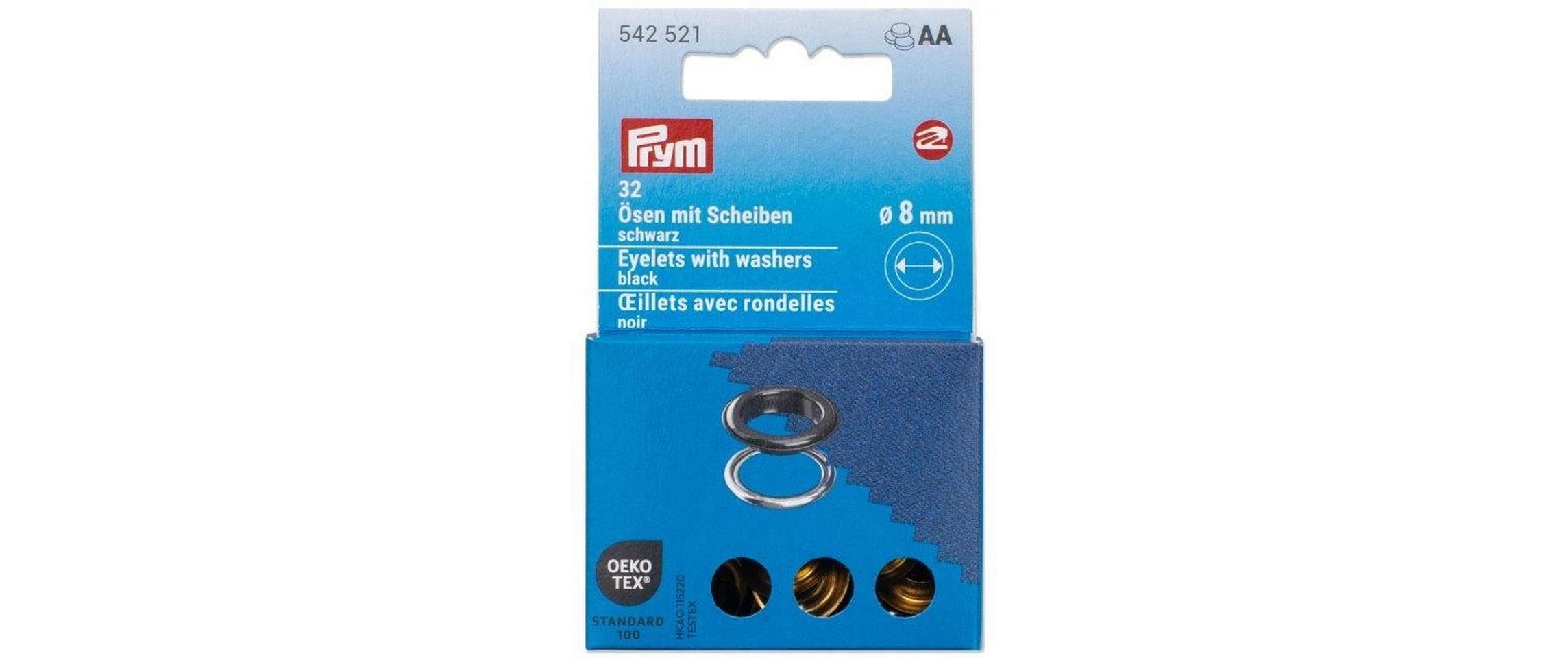 Prym Ösen mit Scheiben, schwarz, silber 8 mm
