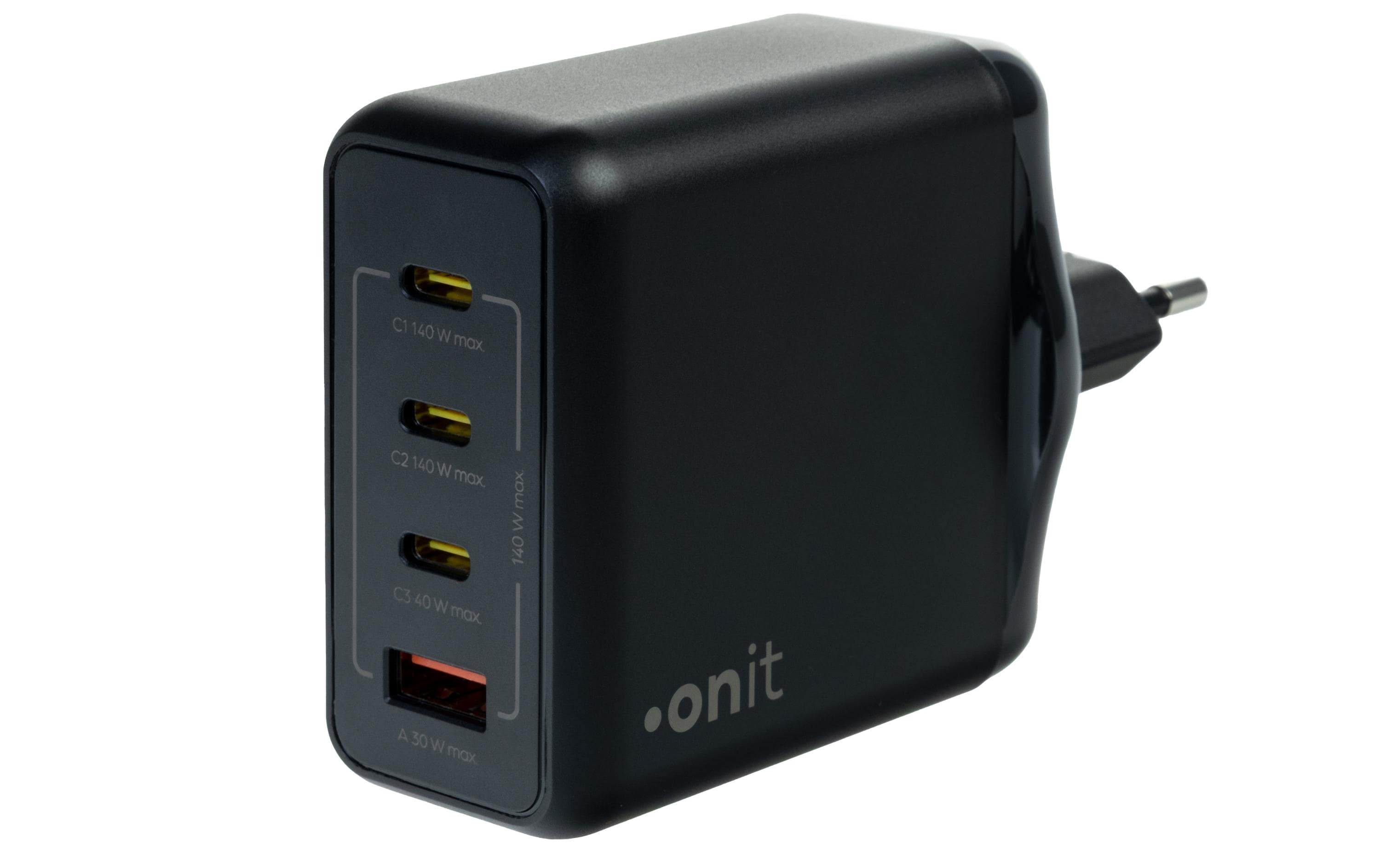 onit GaN-Wandladegerät USB CCCA 140W schwarz