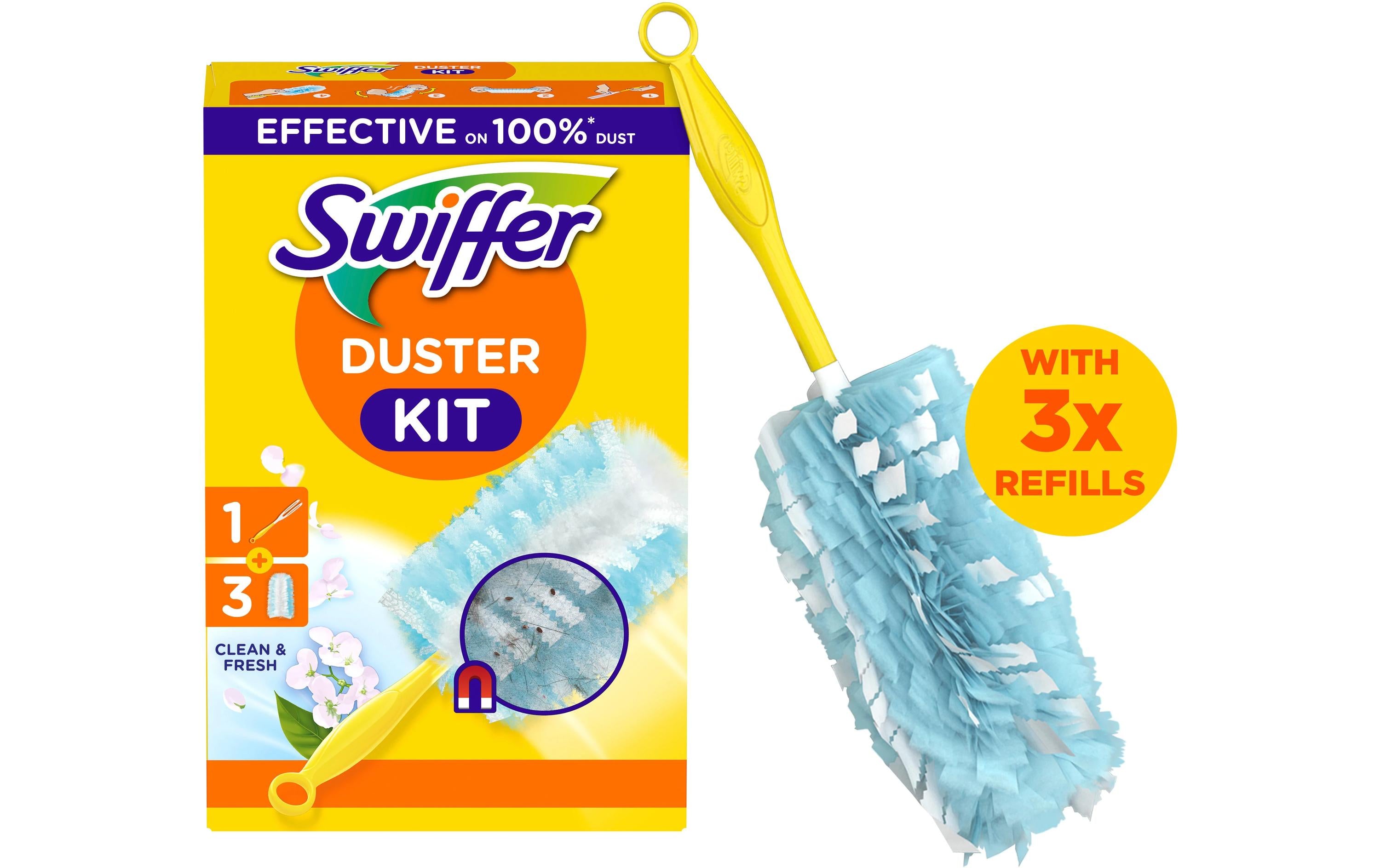 Swiffer Staubmagnet Starterset mit Duft (Griff + 3 Tücher)