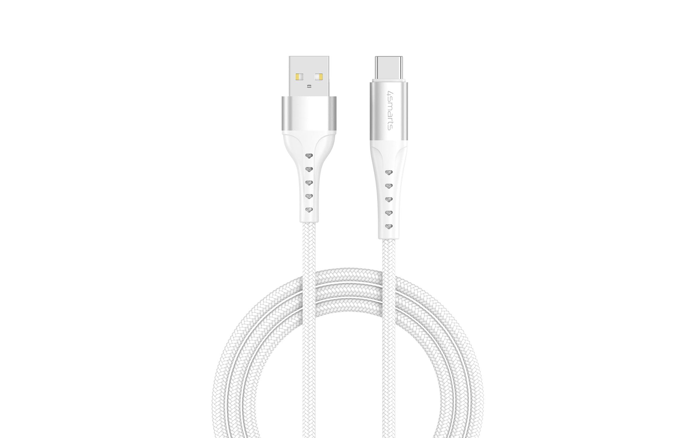 USB-A auf USB-C Kabel PrimeCord 18W 1,5m, weiss