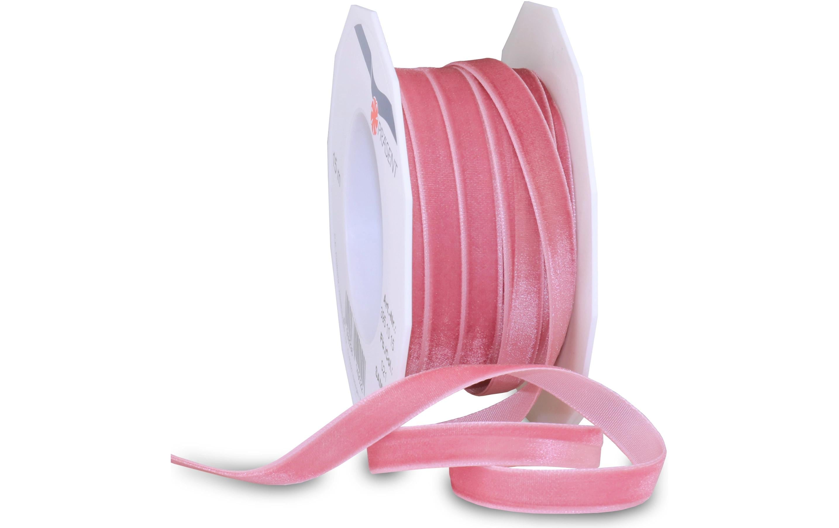 Pattberg Geschenkband Samt Grösse: 10 mm x 15 m, Altrosa