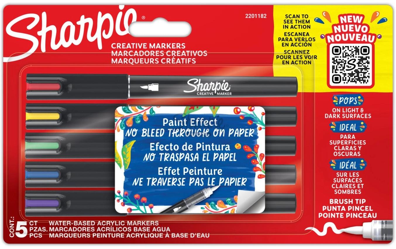 Sharpie Marker Creative Acryl Pinselspitze, farbig, 5 Stk
