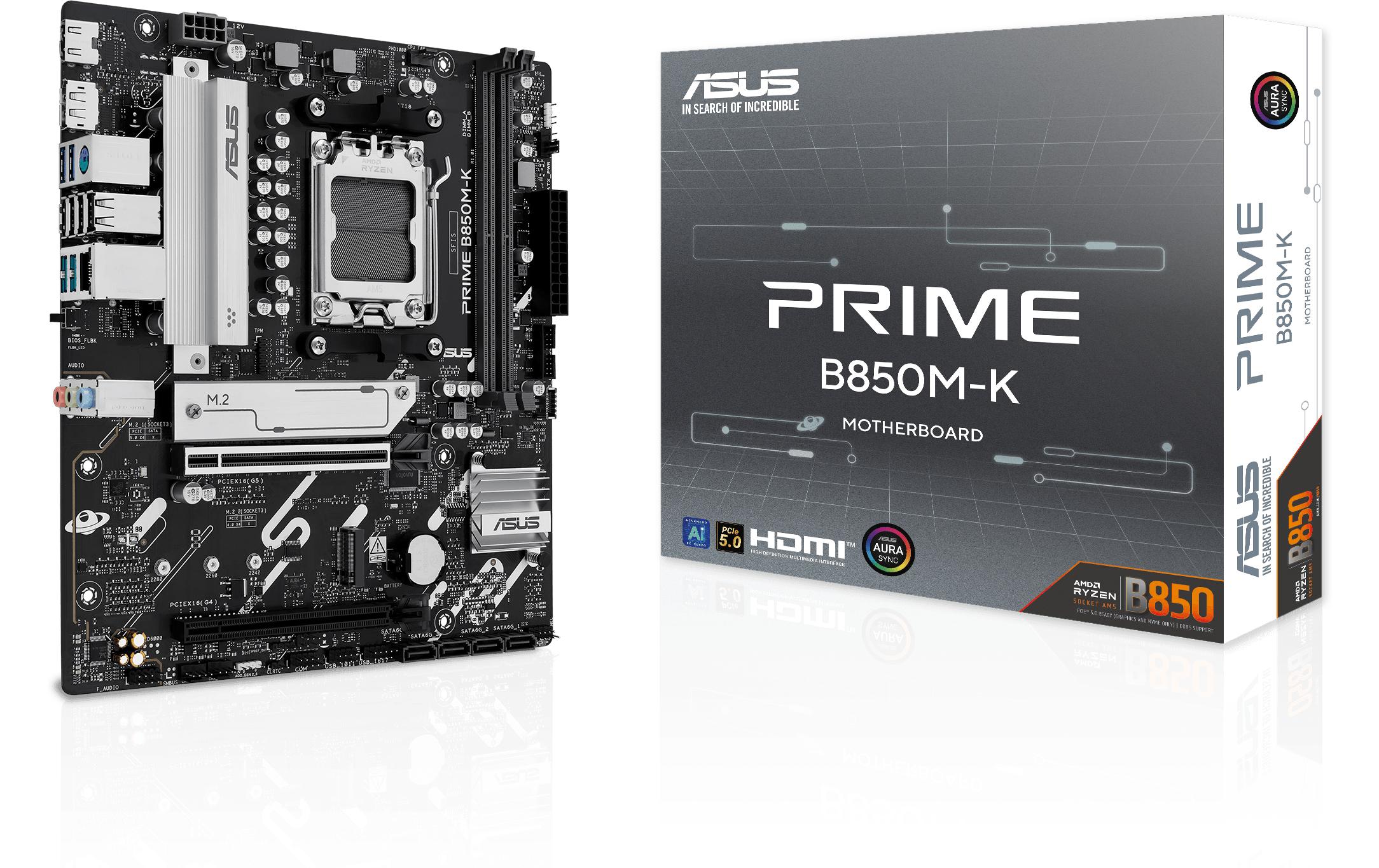 ASUS PRIME B850M-K, mATX AM5, AMD B850, 2x DDR5, PCIe 5.0