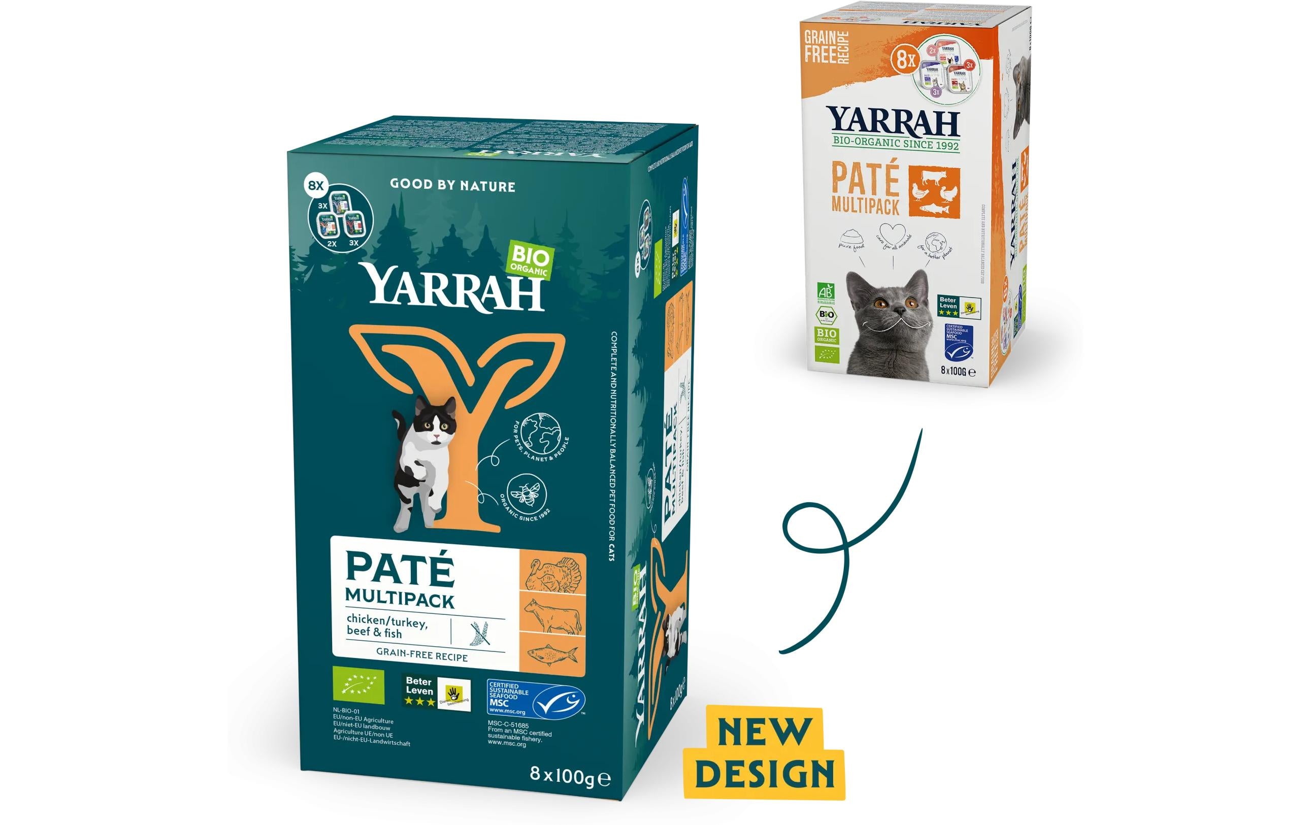Yarrah BIO Nassfutter Multipack 3-Sorten Paté, 8x100g