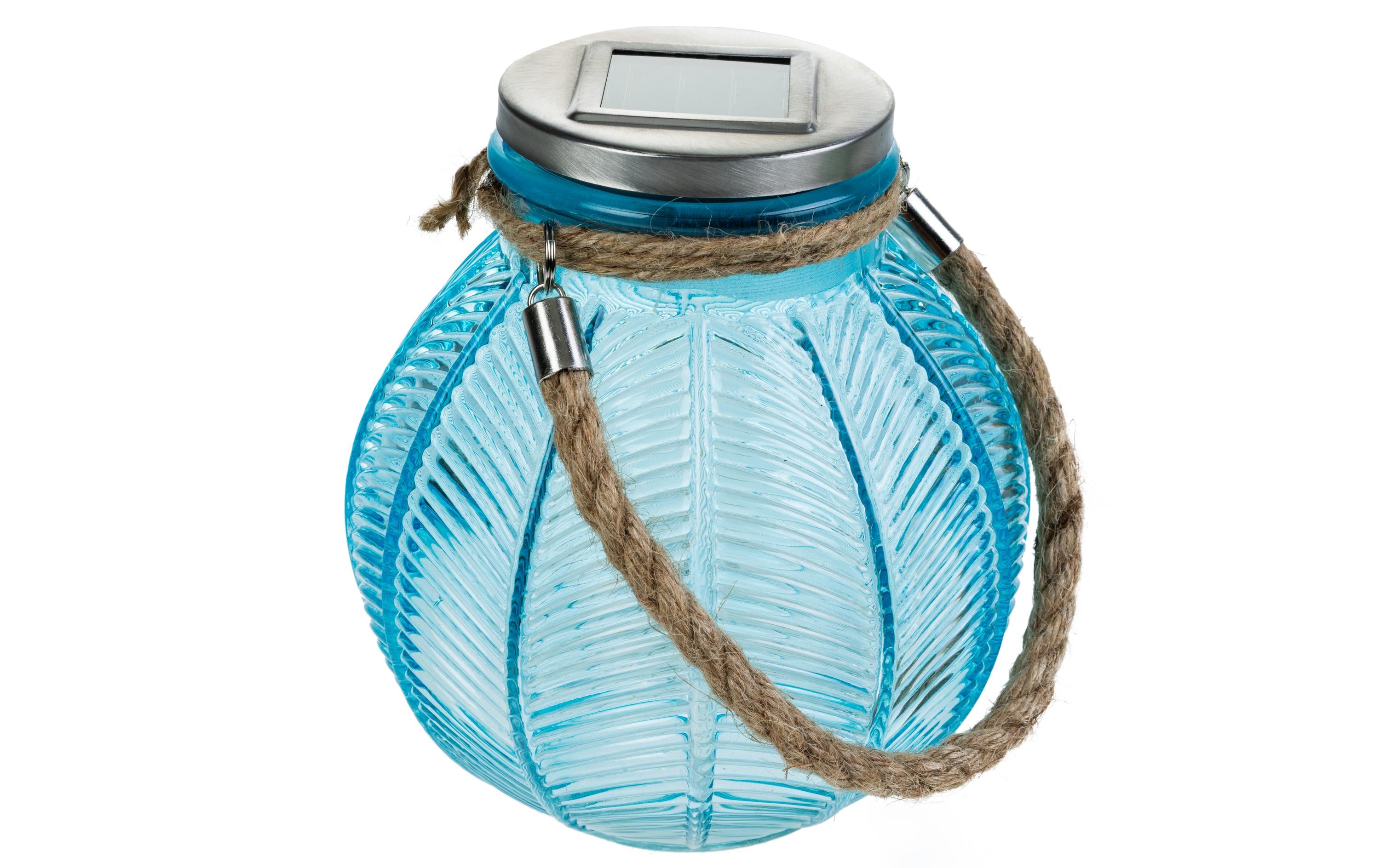 COCON Glaskastenleuchte blau 15LED, warmlicht, solar 2V/40mAH