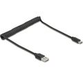 Delock USB2.0 Spiralkabel A-C, 50-80cm EASY USB, beidseitig einsteckbar, schwarz