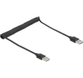 Delock USB2.0 Spiralkabel A-A, 50-80cm EASY USB, beidseitig einsteckbar, schwarz