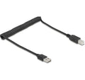 Delock USB2.0 Spiralkabel A-B, 50-80cm EASY USB, beidseitig einsteckbar, schwarz