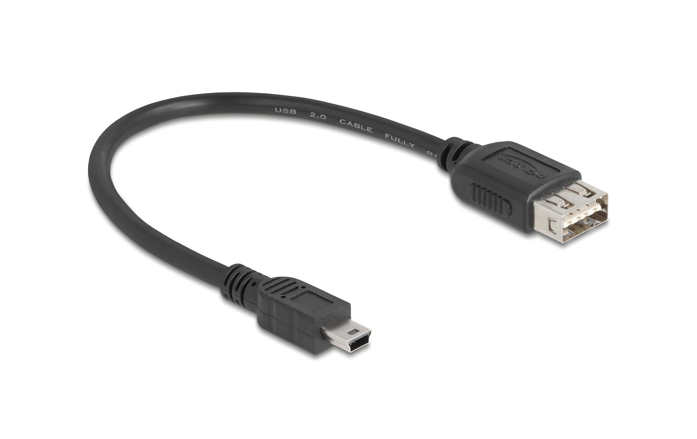 Delock USB2.0 Kabel EASY USB A-MiniB, 0.2m USB-A Seite beidseitig einsteckbar, schwarz