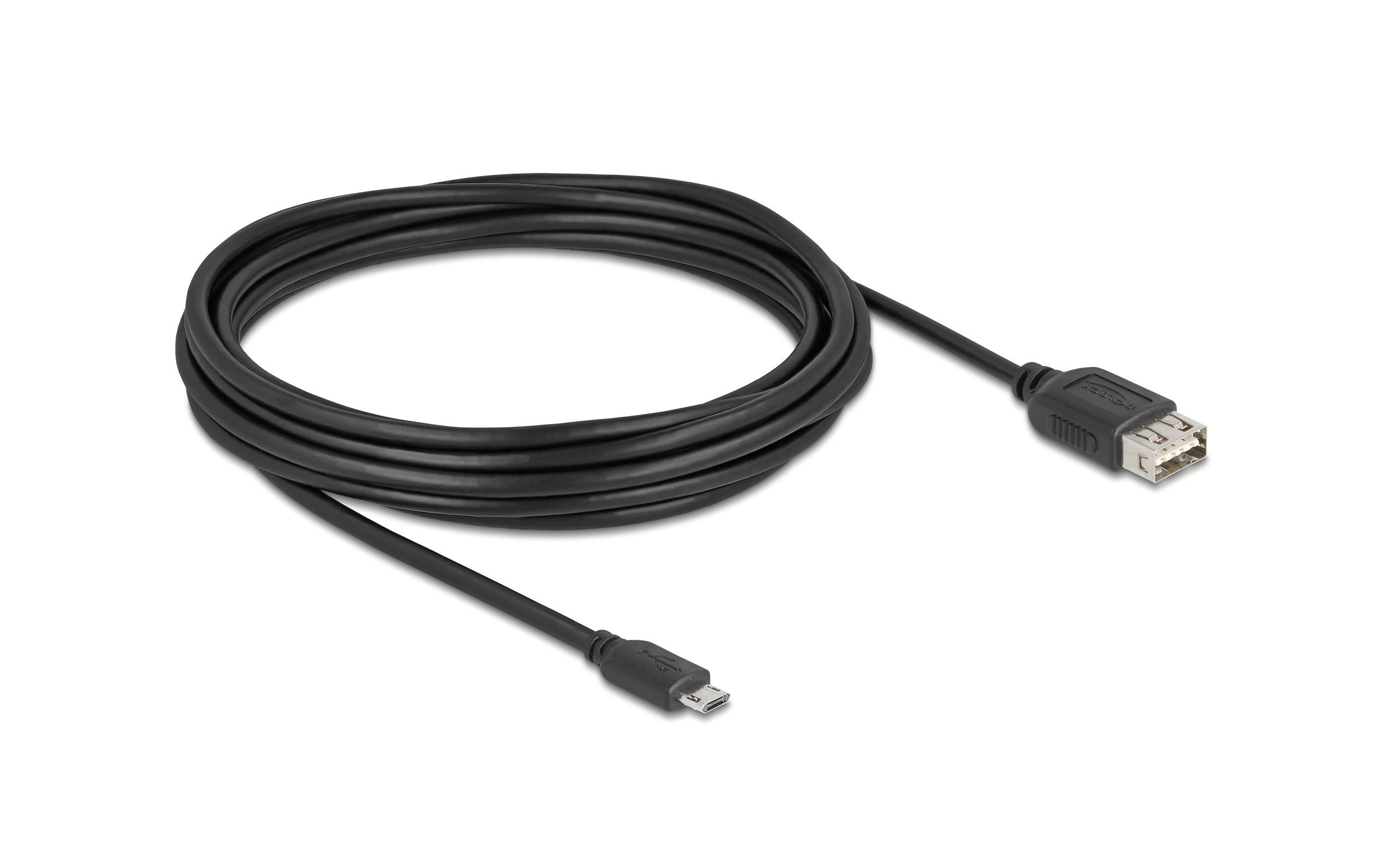 Delock USB2.0 Kabel EASY USB A-MicroB, 5.0m EASY USB, beidseitig einsteckbar, schwarz