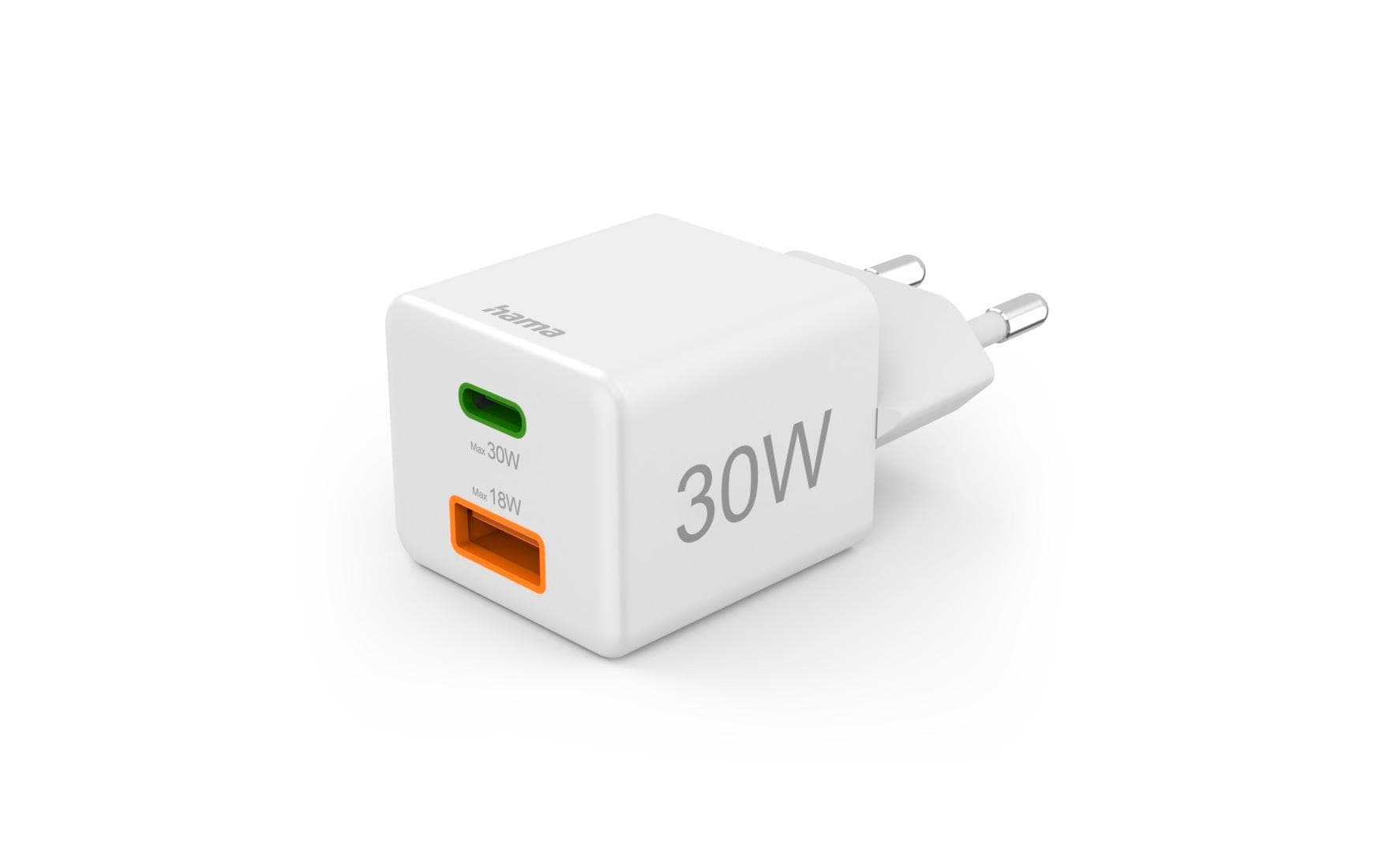 Hama Gan charger USBA USBC 30W 30W weiss