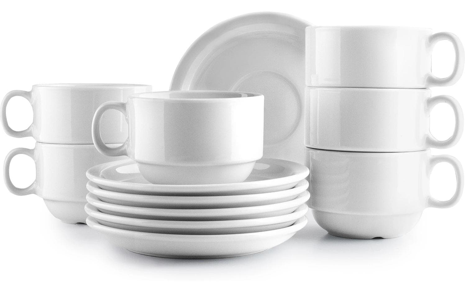 Ibili Set 6 Tassen + Unterteller Castilla weiss 230 ml