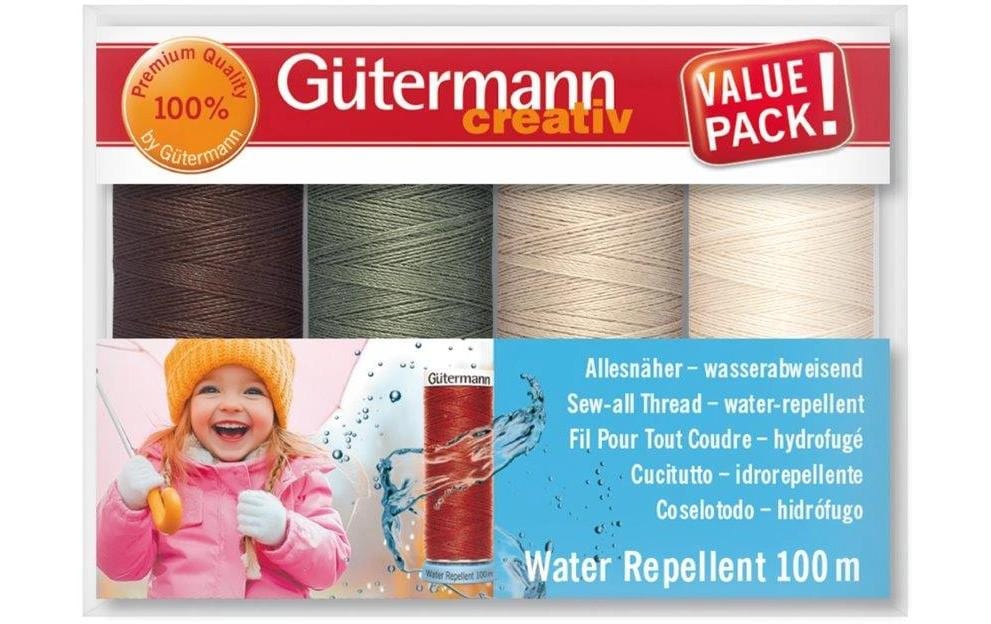 Gütermann Nähfaden Set Water Repellent 100 m, 4 Spulen