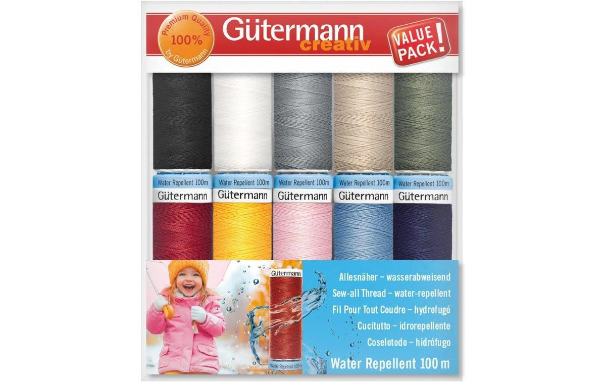 Gütermann Nähfaden Set Water Repellent 100 m, 10 Spulen