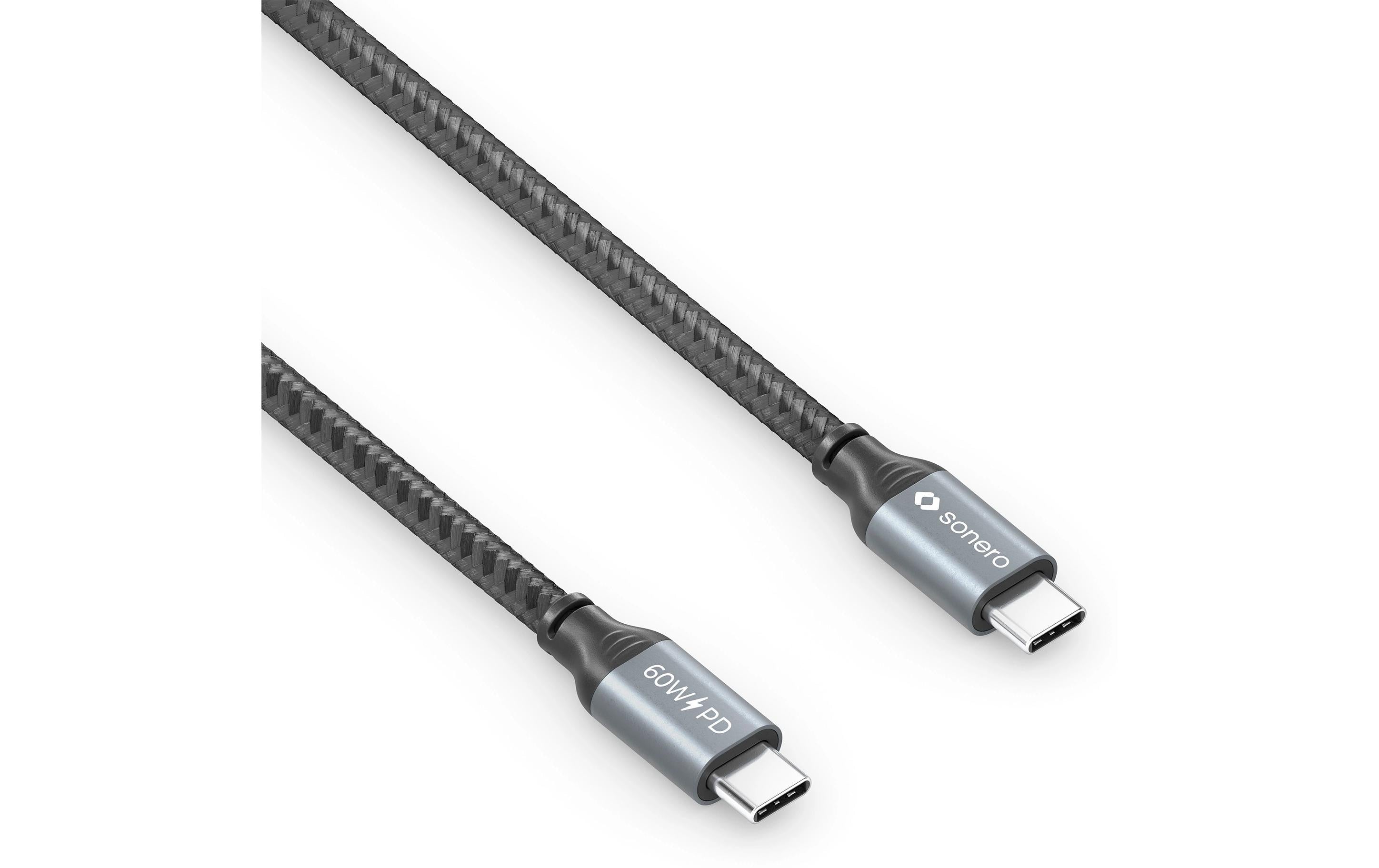 Sonero USB-C - USB-C Ladekabel, 60W, 2.0m Nylon Mantel, USB 2.0, 480Mbps