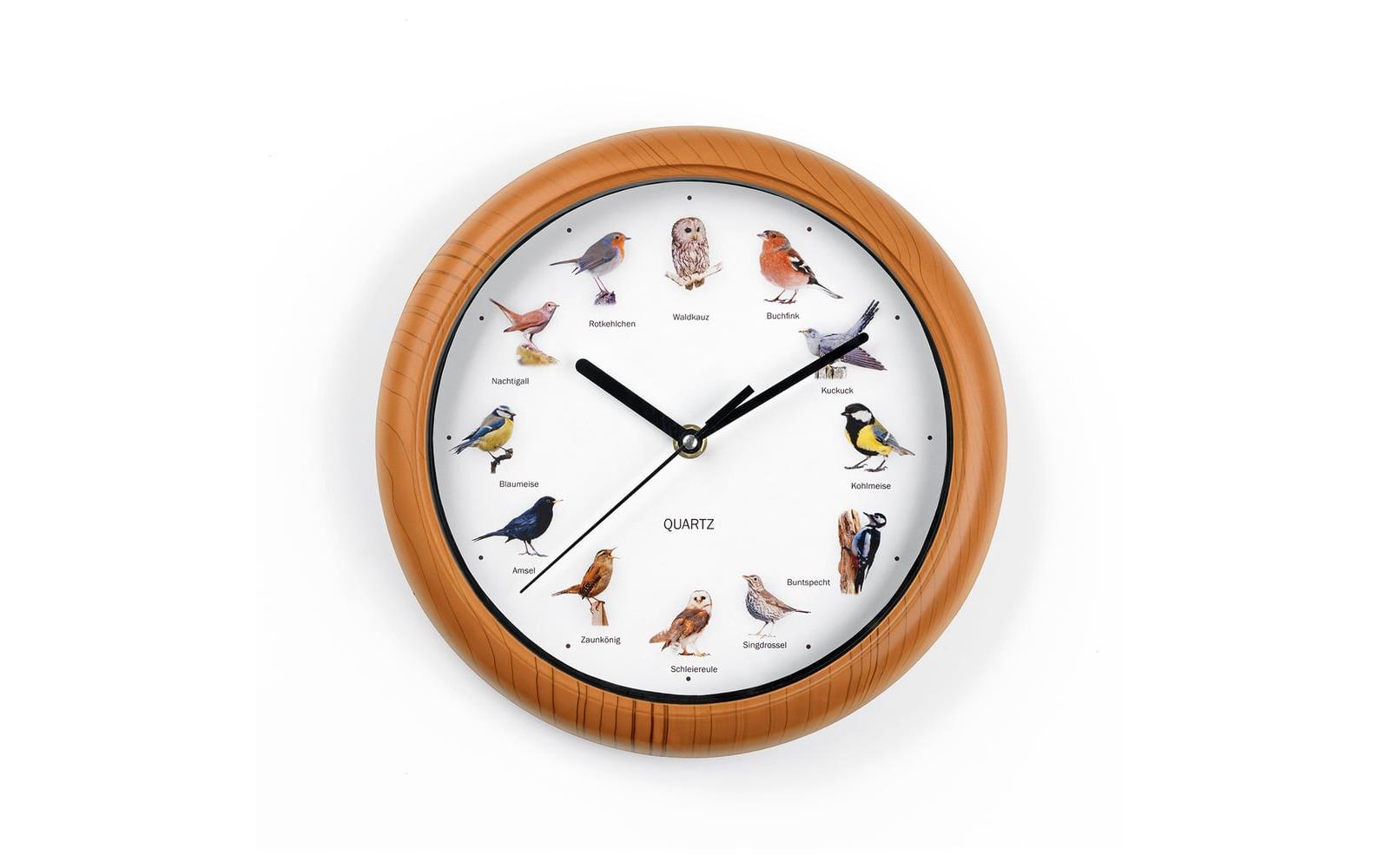 EASYmaxx Wanduhr mit Vogelstimmen 25cm 1,5V