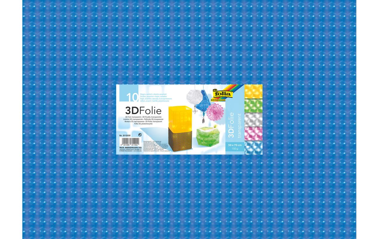 Folia 3D Folie 50x70cm 10 Bogen, transparent, farbig sortiert