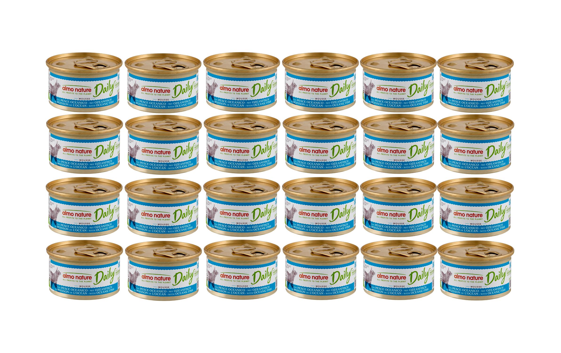 Almo Nature Nassfutter Daily Mousse KIT Ozeanfisch, 24x85g