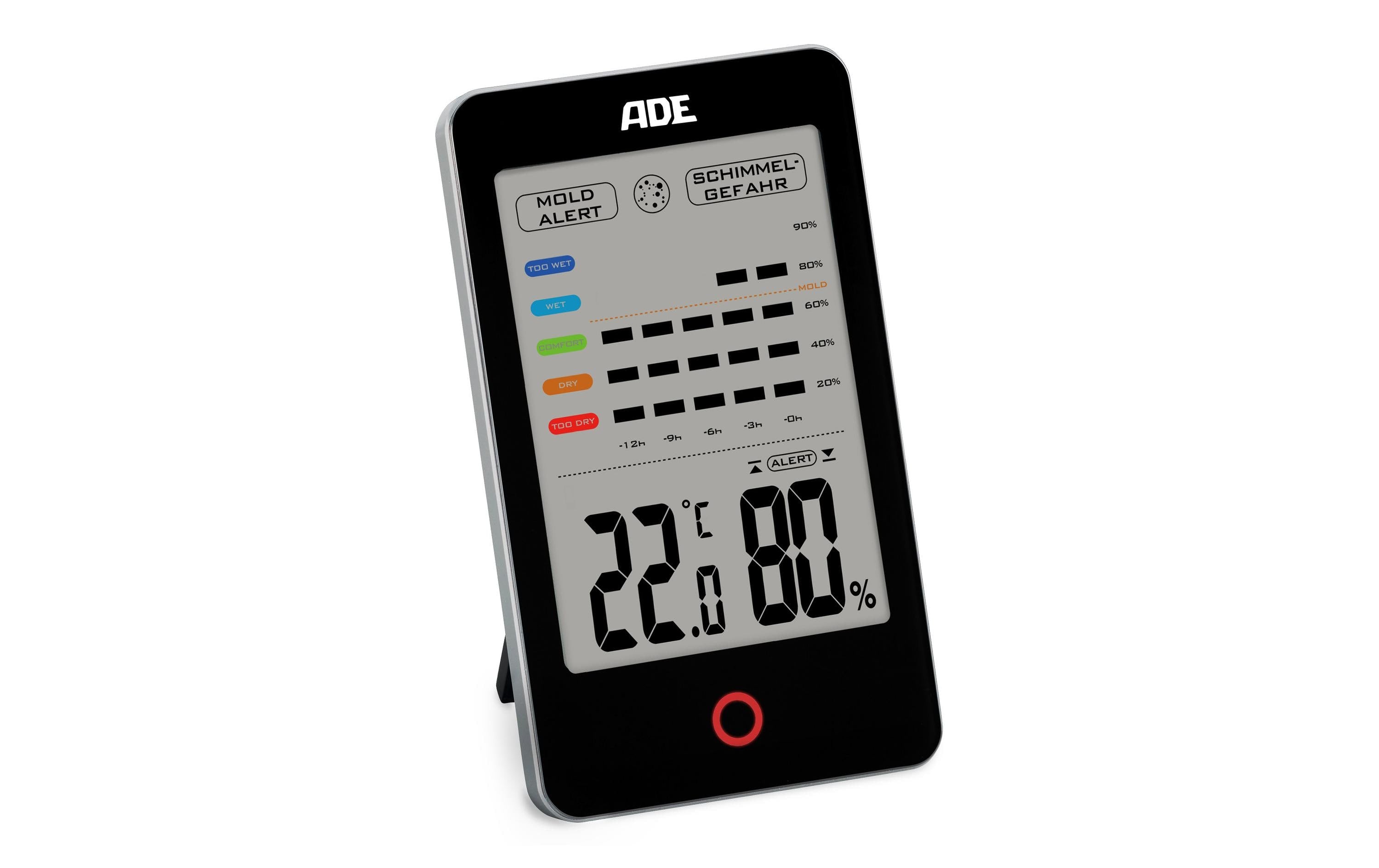 ADE digitales Thermo-/Hygrometer schwarz mit Schimmelalarm