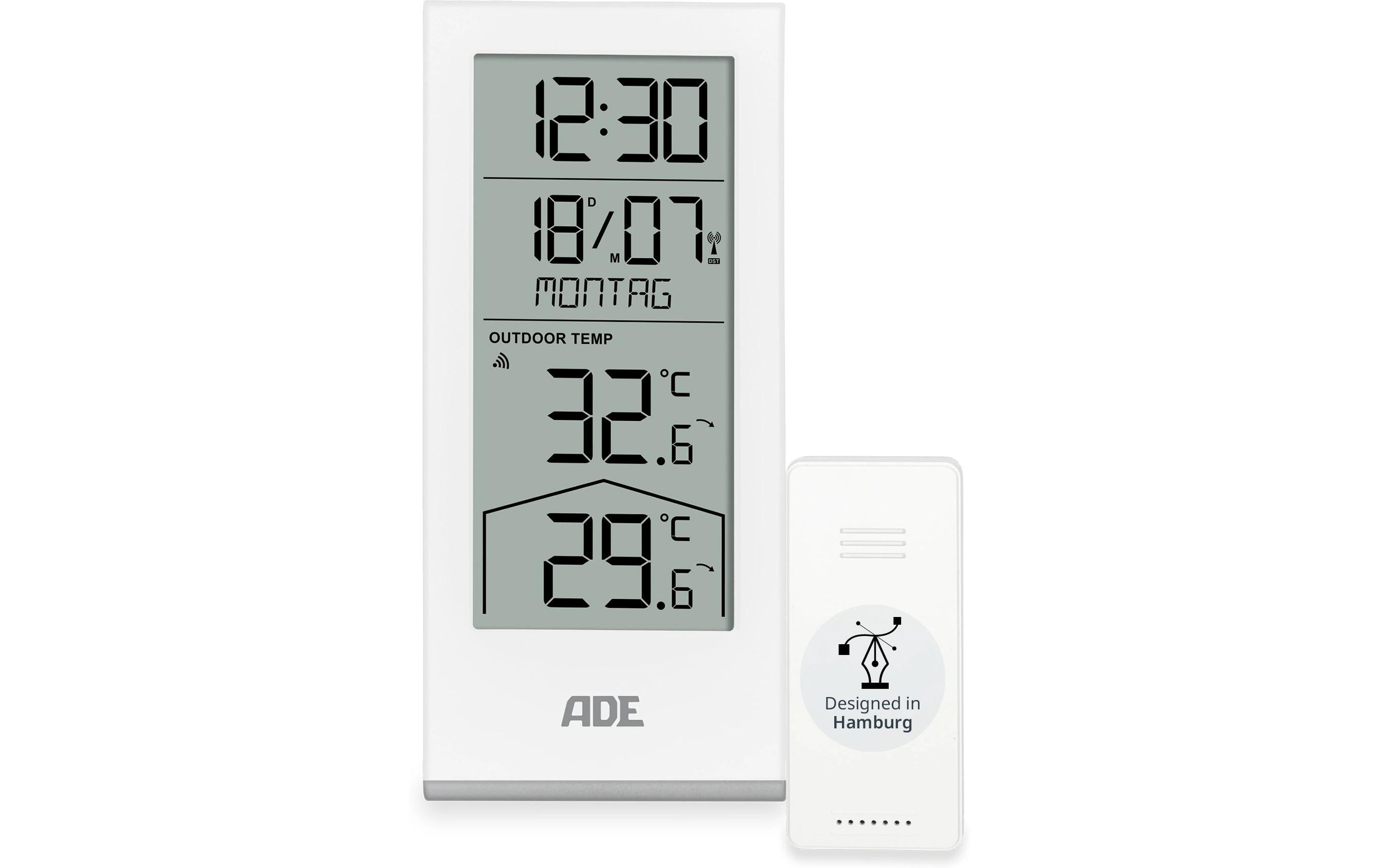 ADE Wetterstation mit Funk-Aussensensor weiss