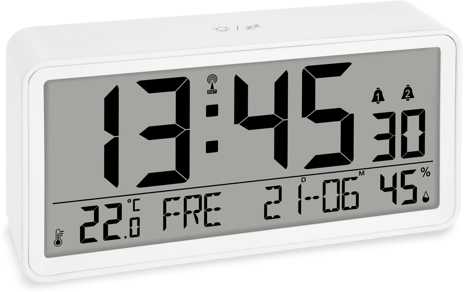ADE grosse digitale Tisch-/Wanduhr weiss