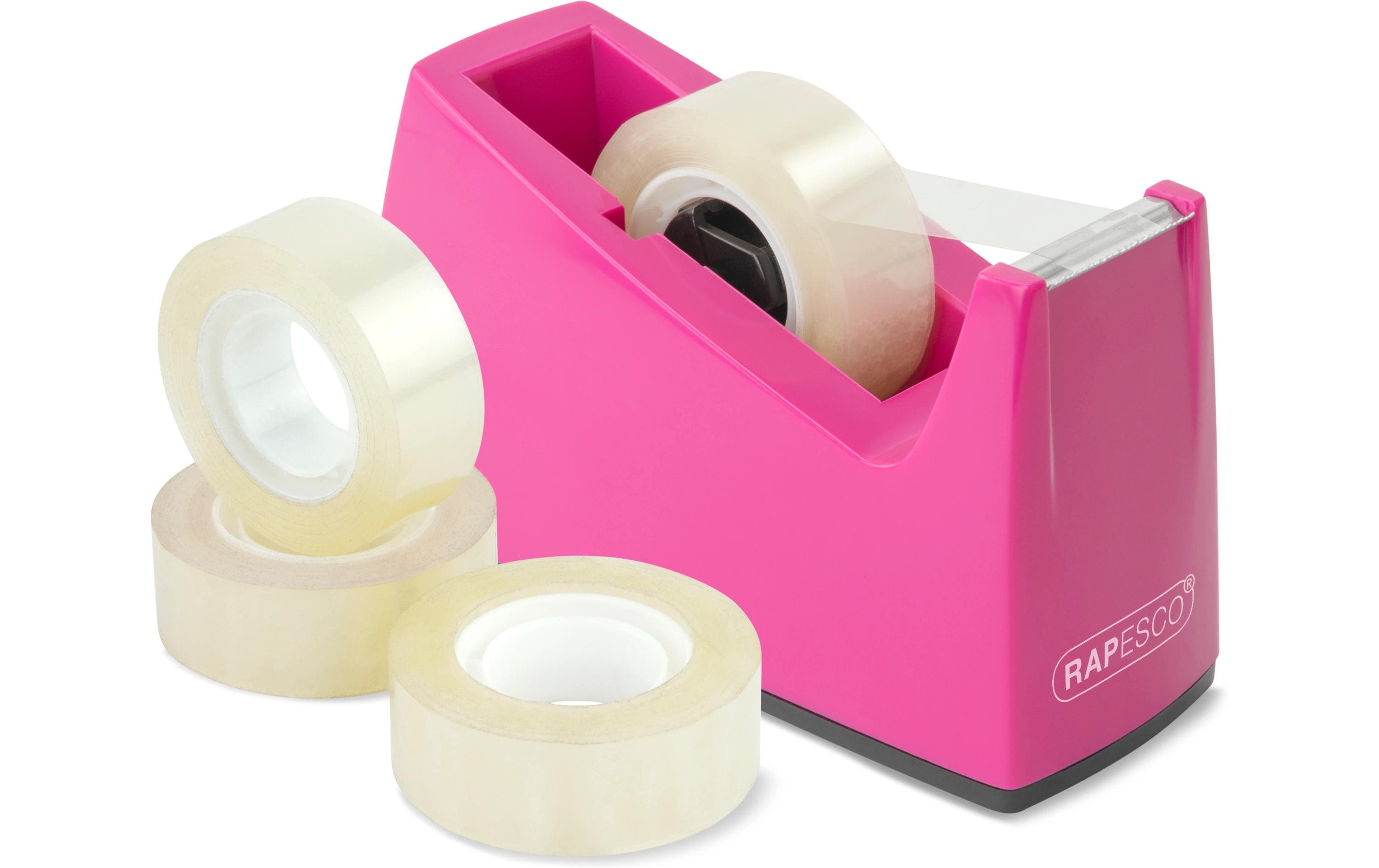 Rapesco 300 Klebebandspender inkl. 4x Klebebandrollen, pink