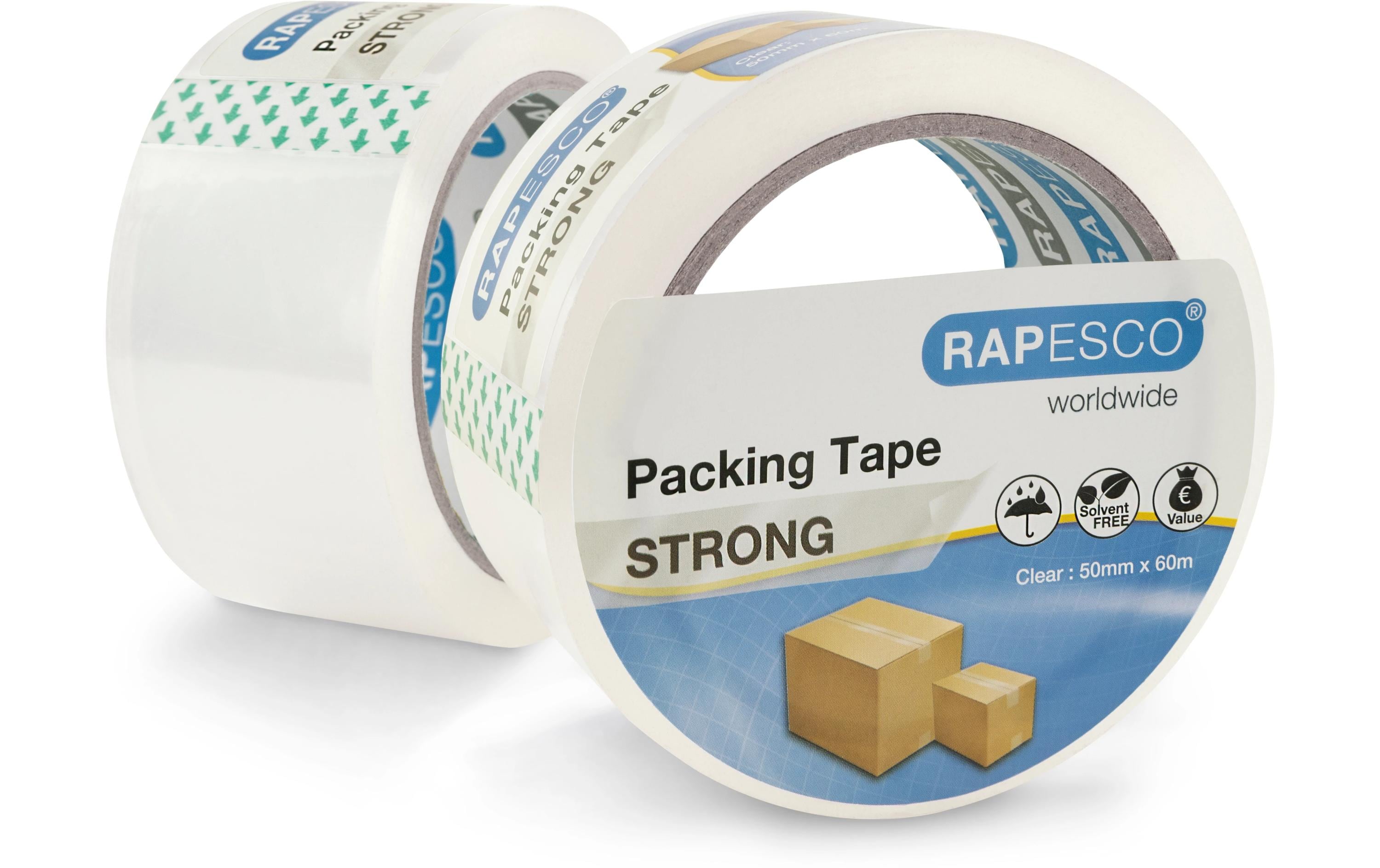 Rapesco starkes Packband 2 Stk. 50mm x 60m, transparent