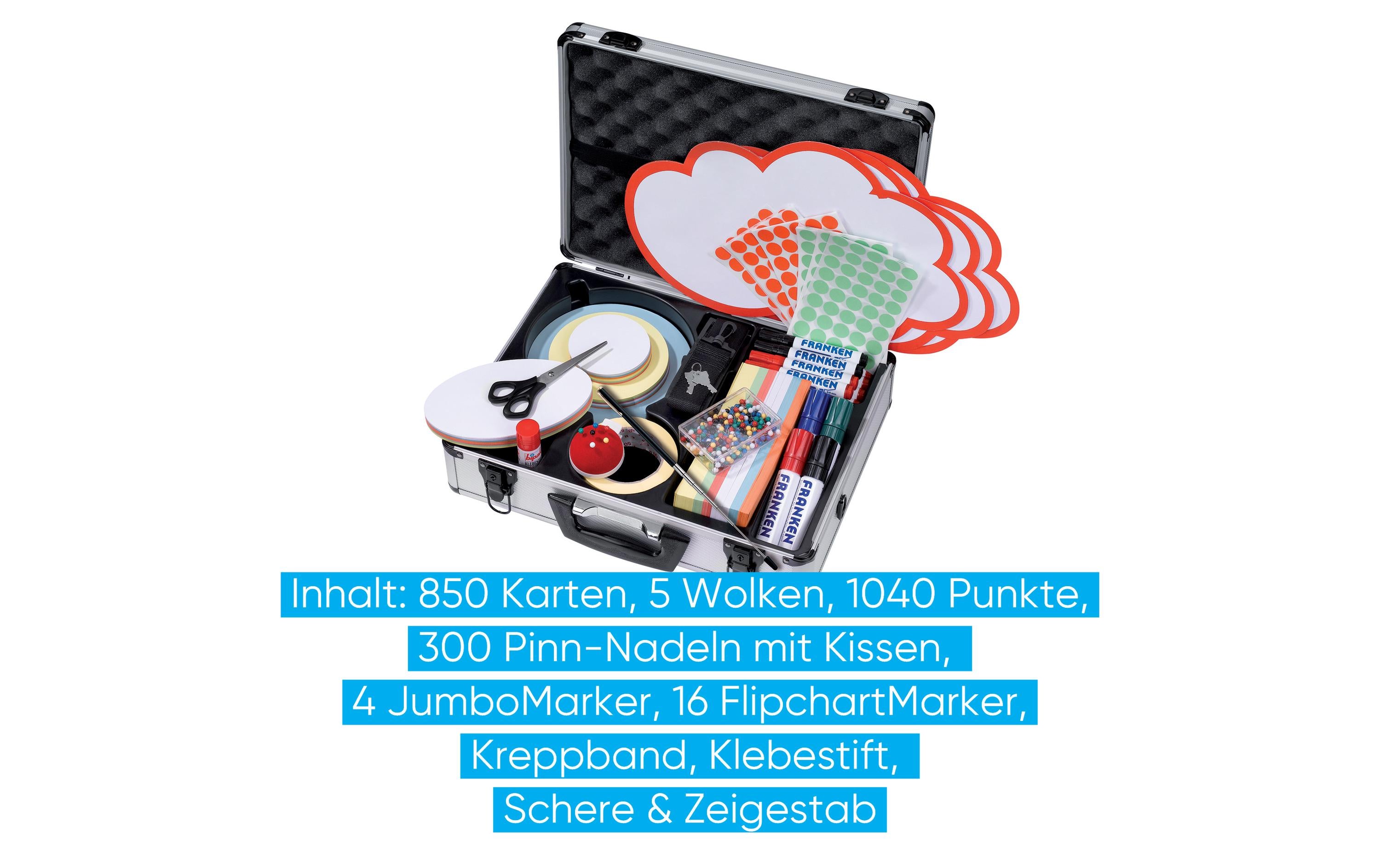 FRANKEN Moderationskoffer Kompakt Aluminium Moderationskoffer, befüllt,