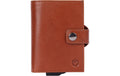 Valenta Card Case Plus Wallet - Leather Ejector + Coins, Luxe Cognac