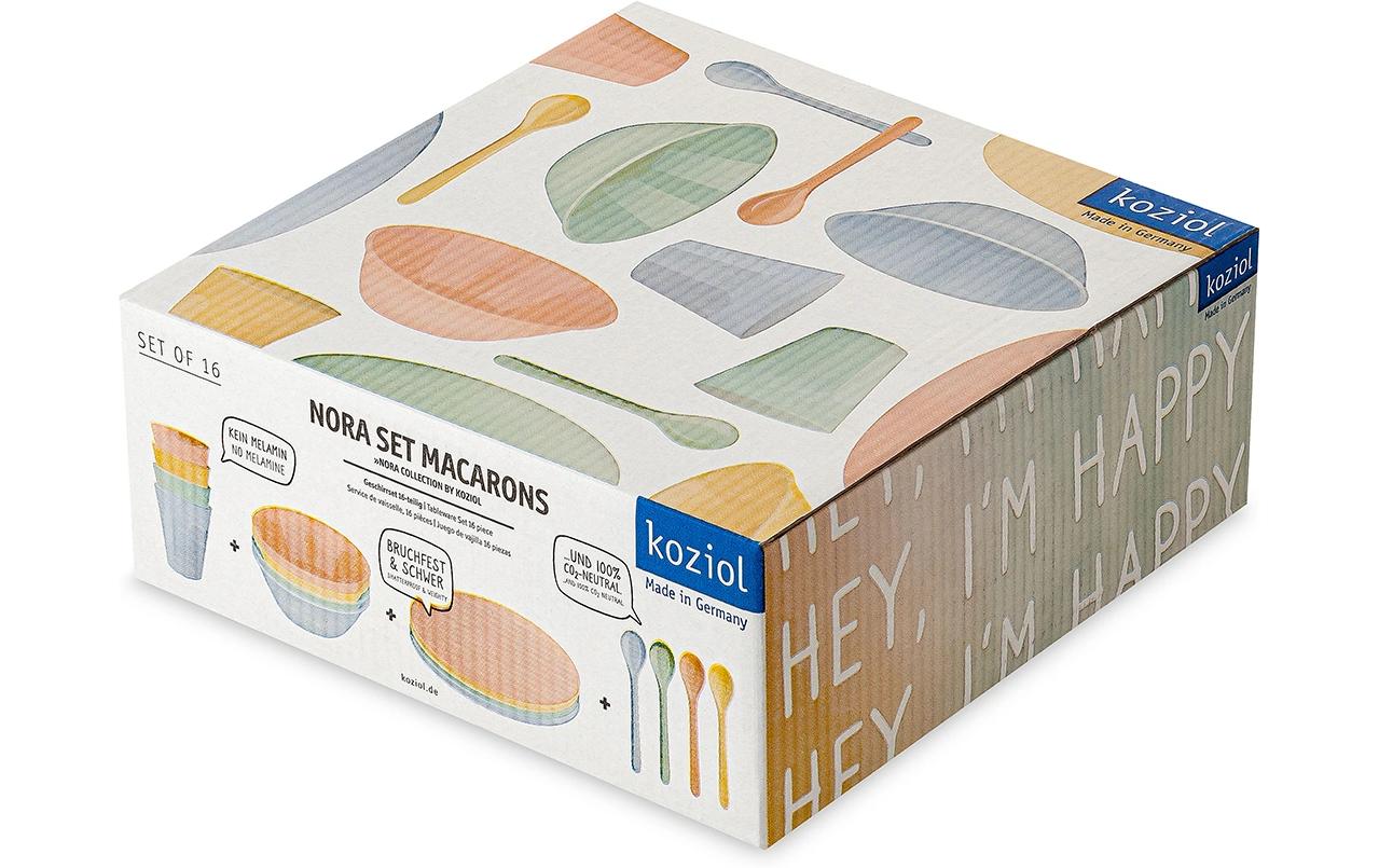 Koziol Geschirrset NORA MACARONS 16er Set 4 verschiedene Farben