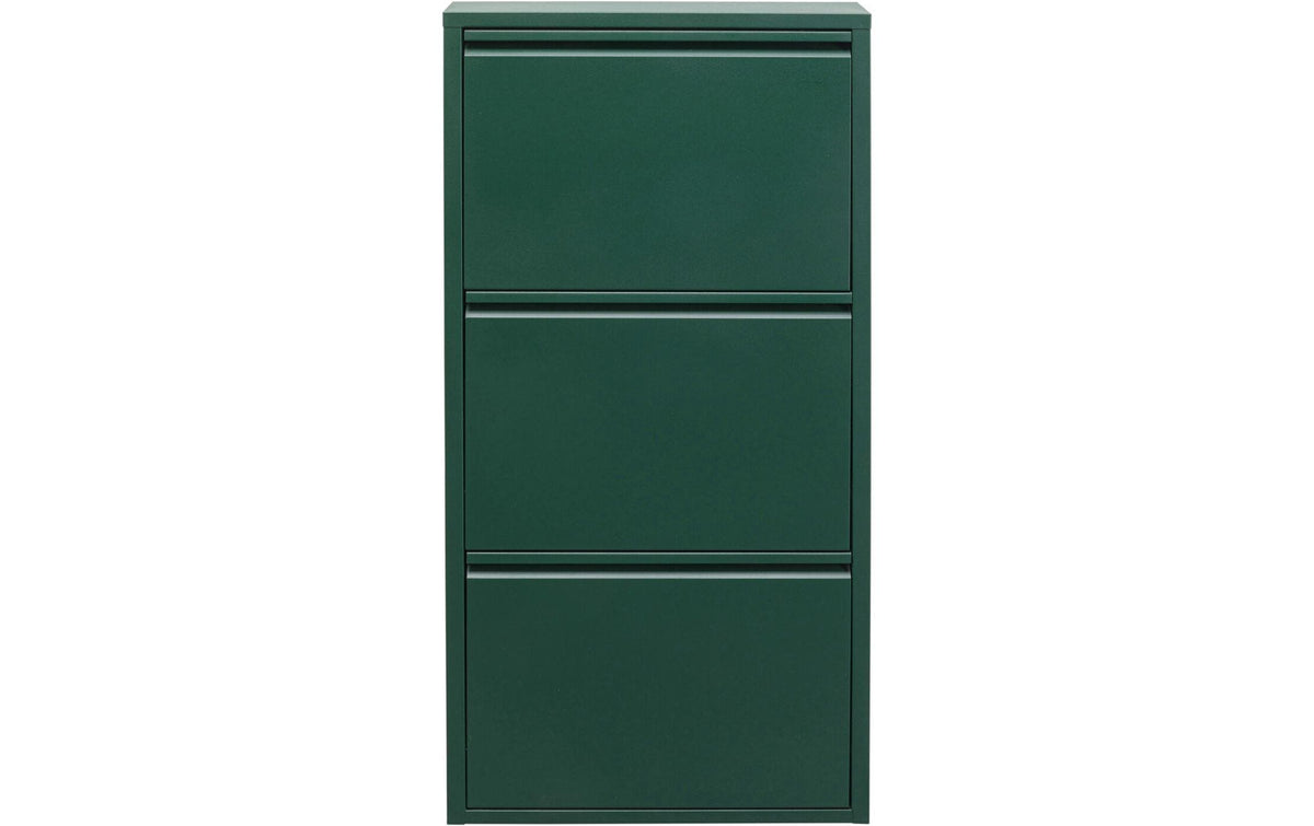 Kare Schuhschrank Caruso 3er, Grün 103 x 50 x 14 cm, Stahlblech, 6  P. Schuhe