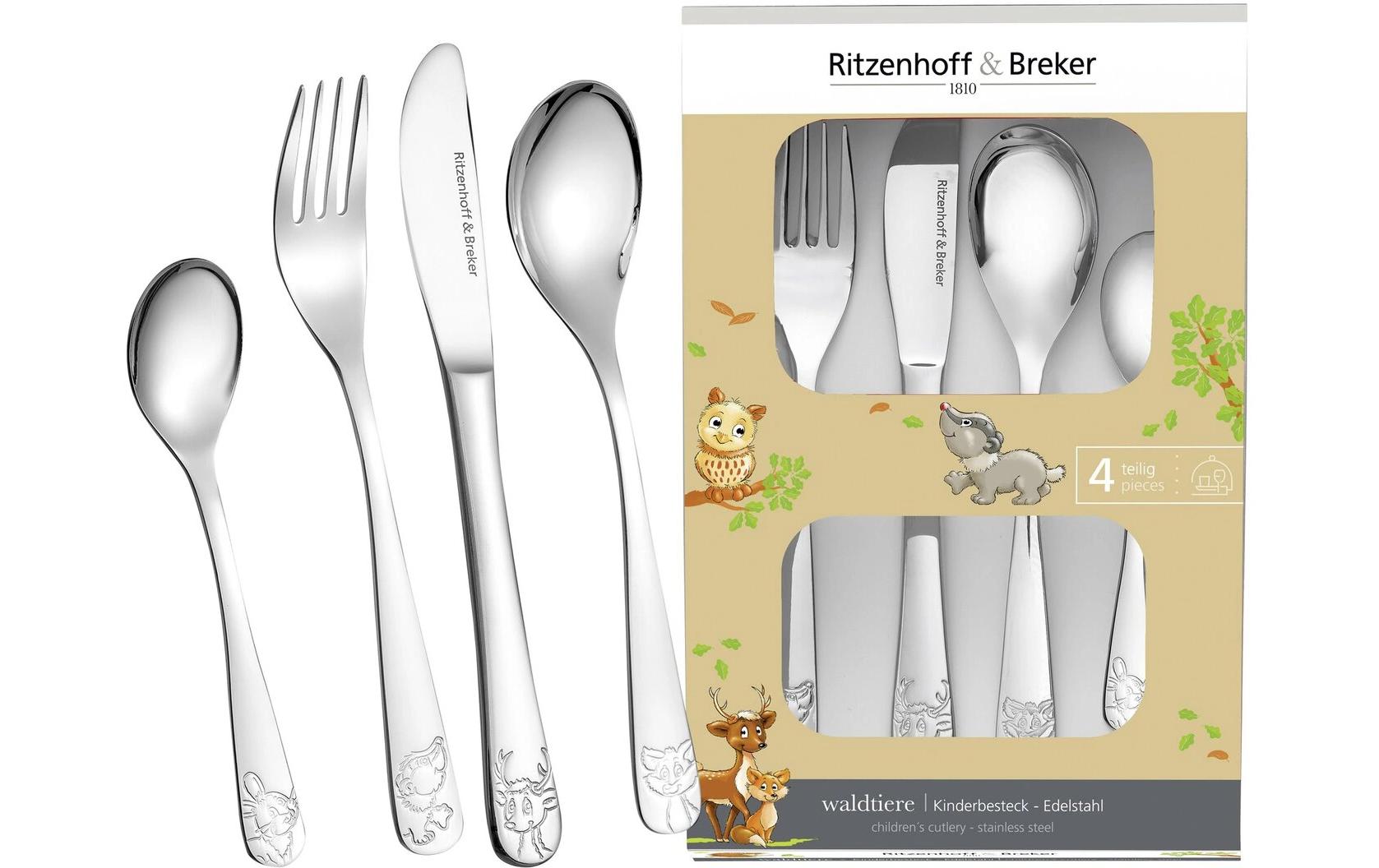 R&B Kinderbesteckset Waldtiere 4-teilig