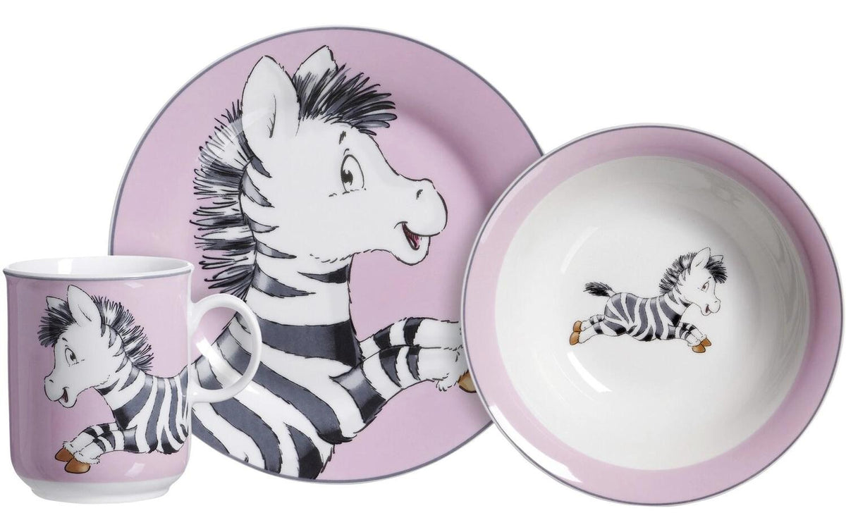 R&B Kindergeschirrset Happy Zoo Zoe 3-teilig, Porzellan