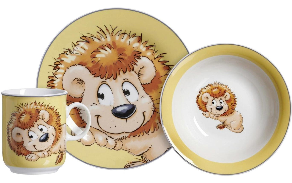 R&B Kindergeschirrset Happy Zoo Leo 3-teilig, Porzellan